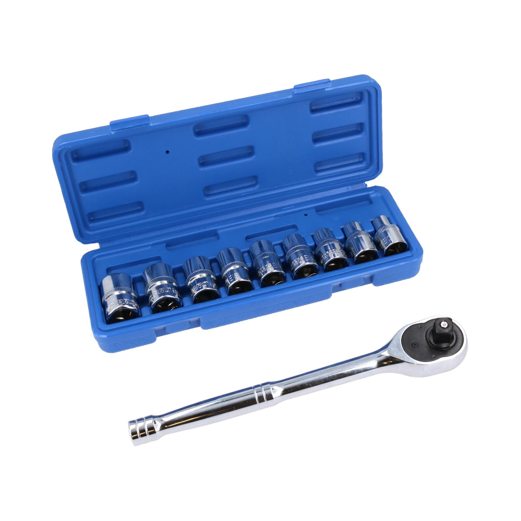 1/2"-Antrieb, gerade Ratsche + Innen-Torx-Stern E-Steckschlüssel E10 – E24, 10-teiliger Satz