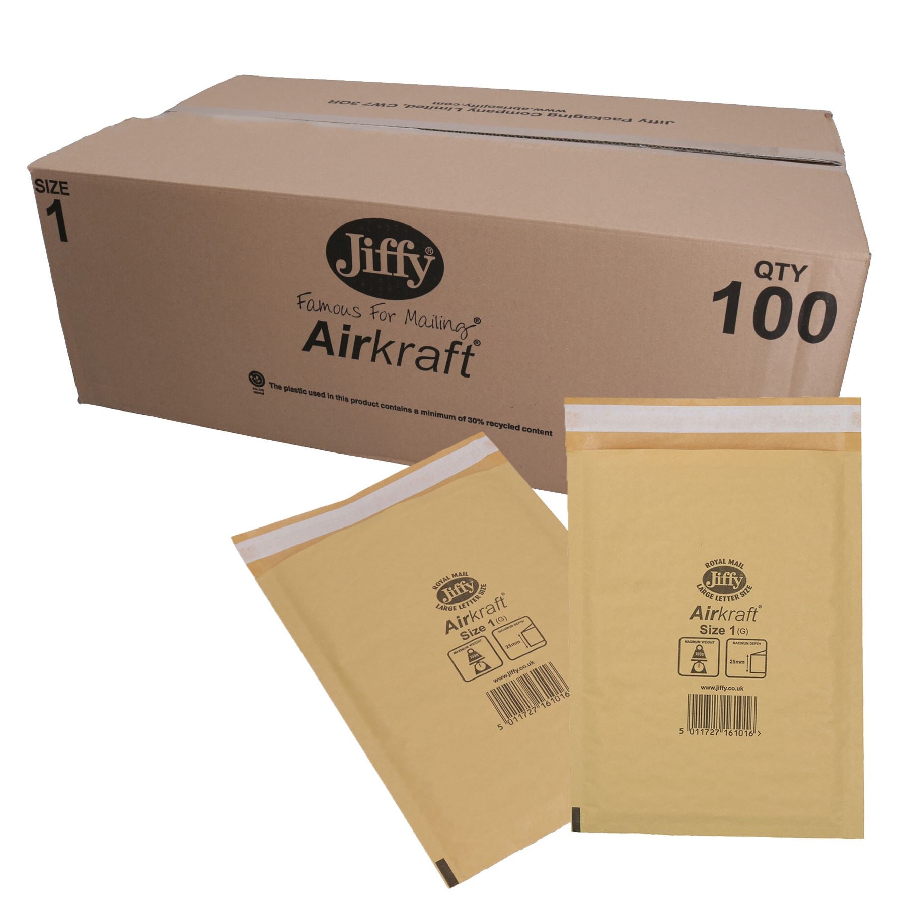 100pk Genuine Gold Jiffy Bag Airkraft Bubble Padded Mail Bag Envelope Size 1