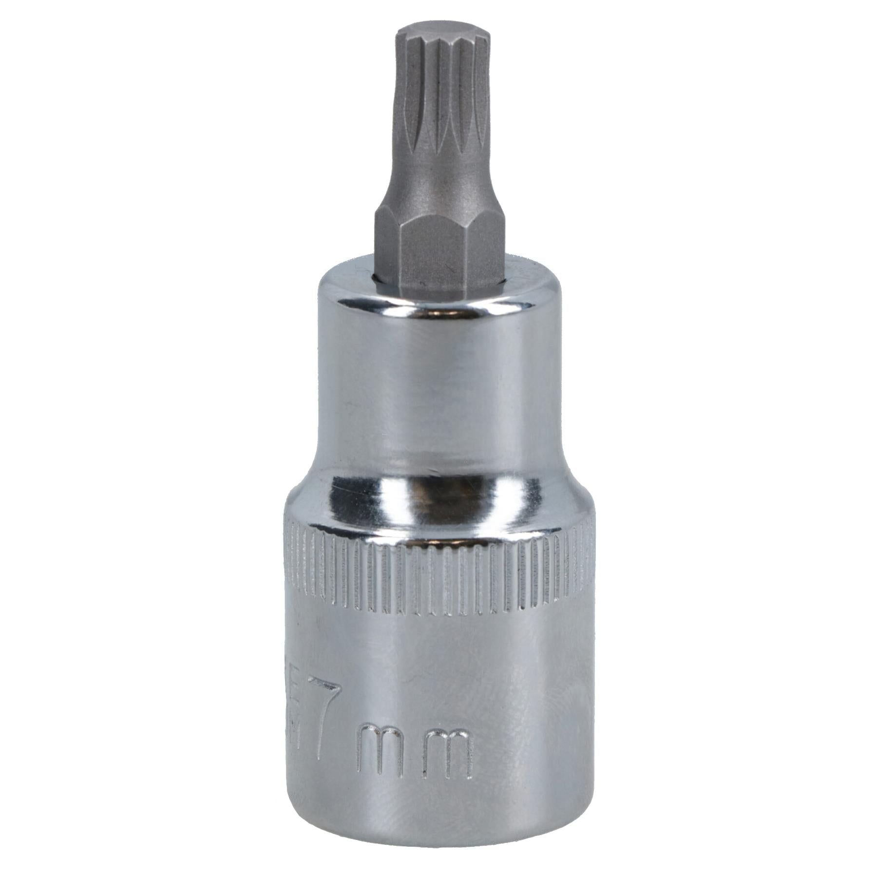 M7 x 55mm Shallow Spline Bit Socket Male Spline 1/2in Drive CR-v Steel