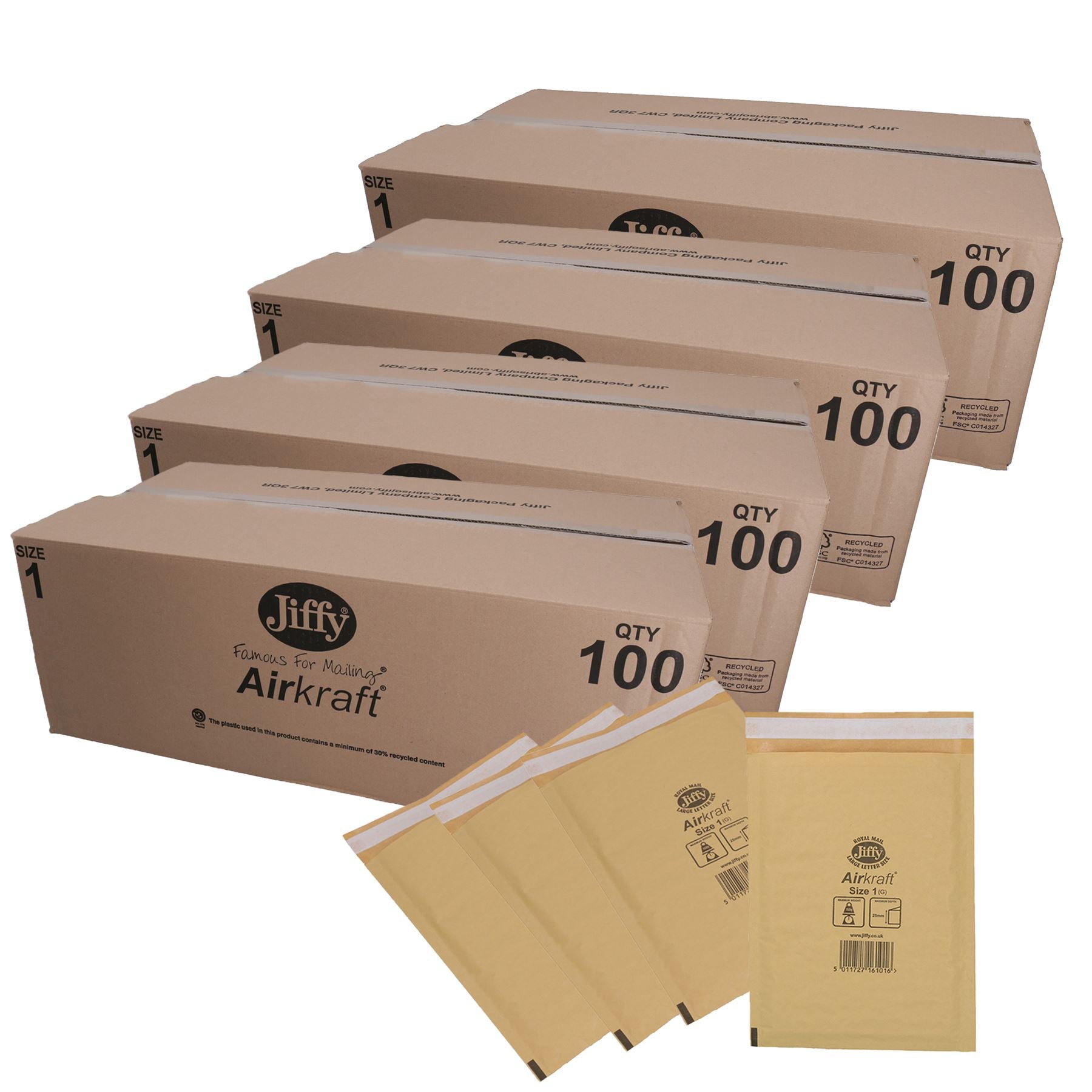 400pk Genuine Gold Jiffy Bag Airkraft Bubble Padded Mail Bag Envelope Size 1