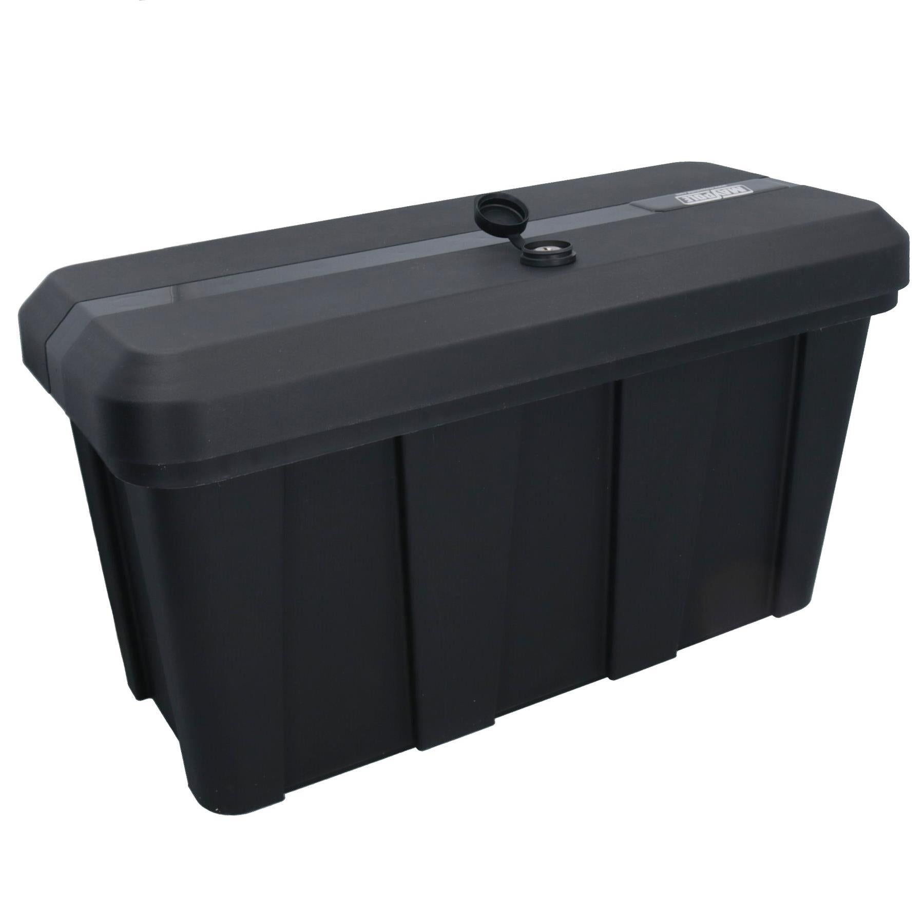 Small Trailer Plastic Lockable Tool Box Chest Locker Storage + Under Body Fixing Kit