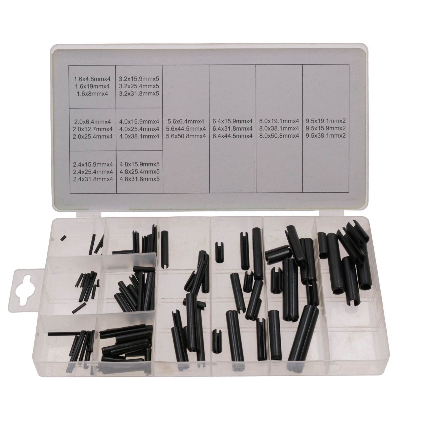 Assortiment de goupilles à ressort de tension 1,6 mm – 9,5 mm 15 tailles Kit de 120 pièces