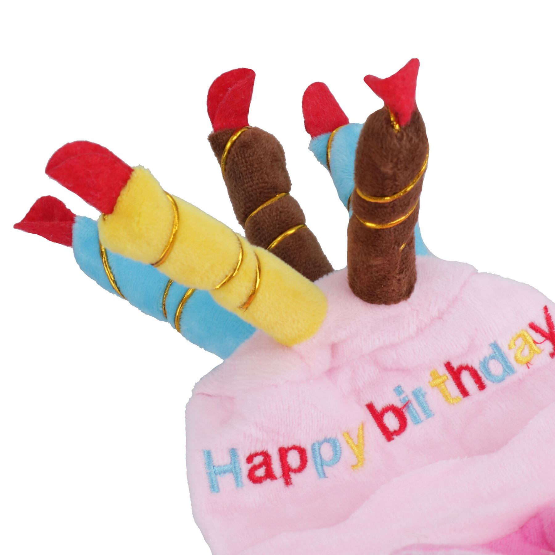 Rosa Hund Plüsch alles Gute zum Geburtstag Kerze Kuchen Hut Hund Neuheit Hut Geburtstagsgeschenk