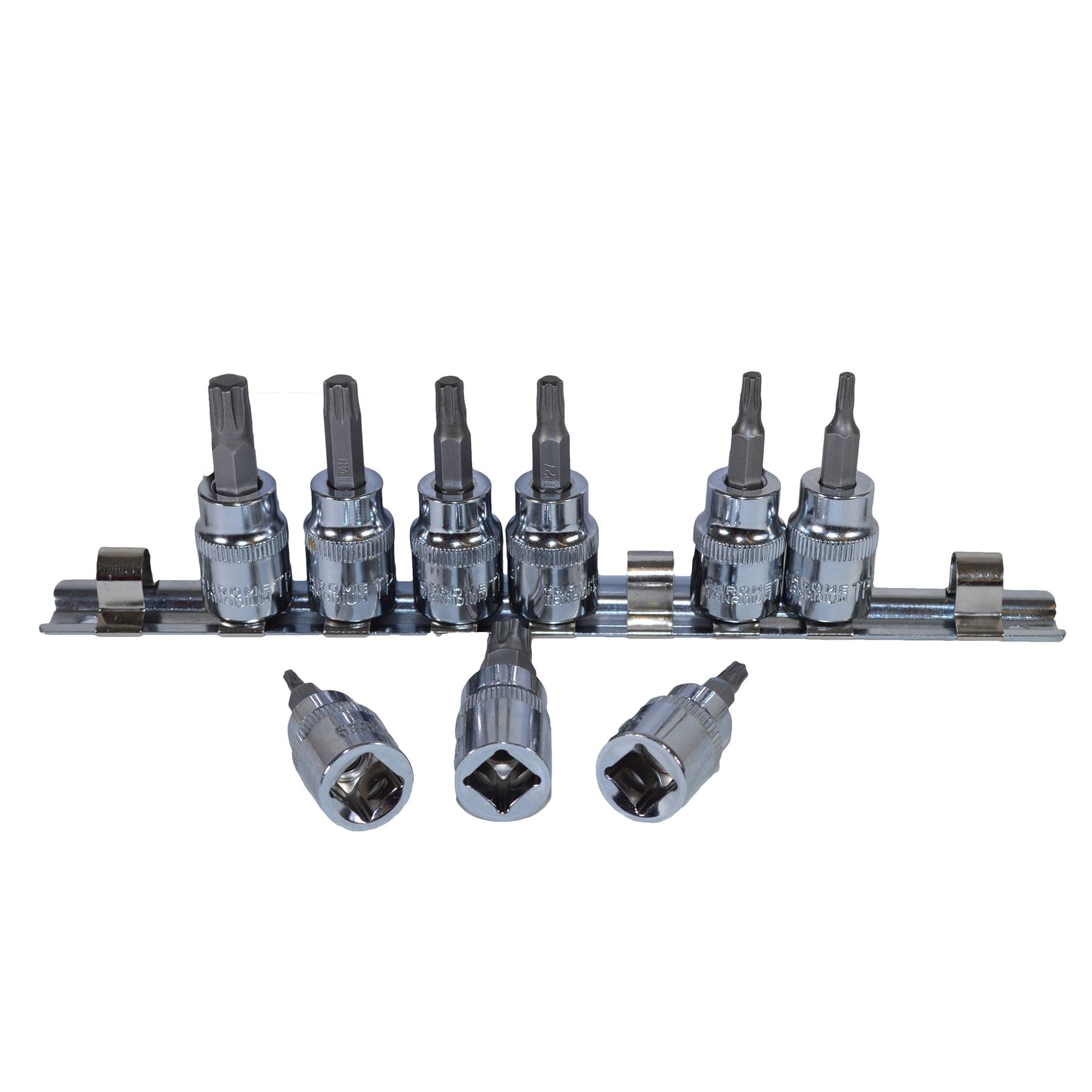 Coffret de 9 douilles mâles Torx / Star Plus 3/8" TP10 - TP50 par Bergen