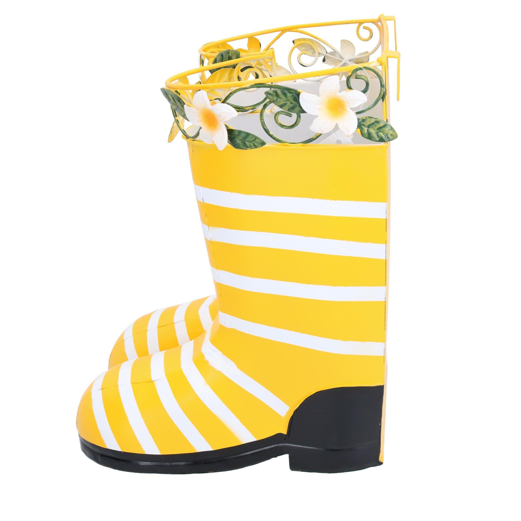 Lot de 2 paires de bottes en caoutchouc jaunes à suspendre pour jardin, maison, cadeau, ornement