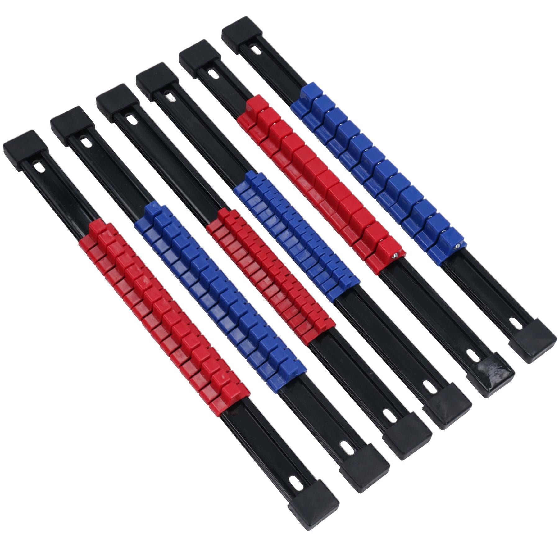 Rails de rangement pour douilles, support en plastique, rails d'organisation 1/4 po 3/8 po + 1/2 po, ensemble de 6 pièces