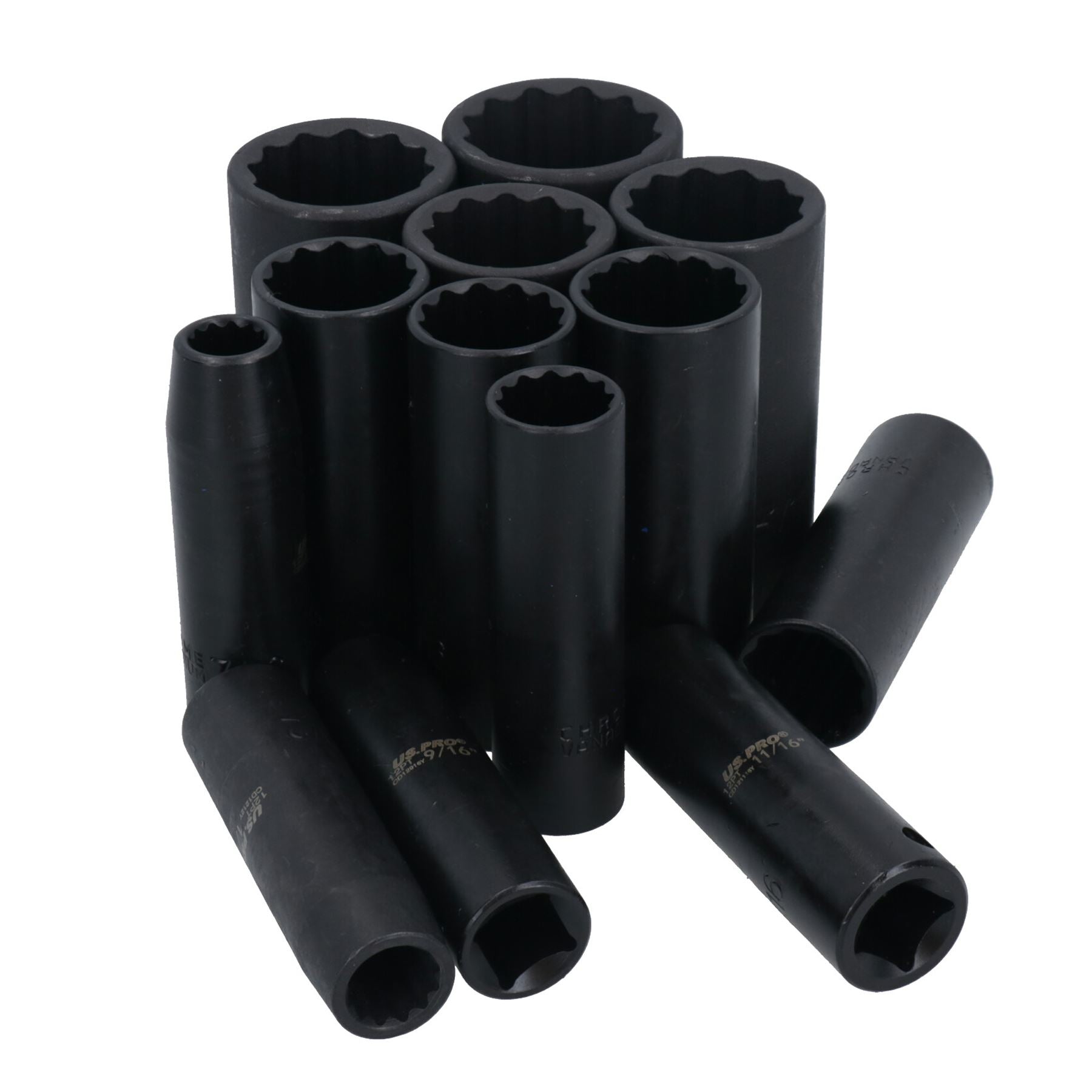 Douilles à chocs profondes impériales AF SAE à entraînement de 1/2 po, 12 pans, 7/16 à 1-1/4, ensemble de 13 pièces