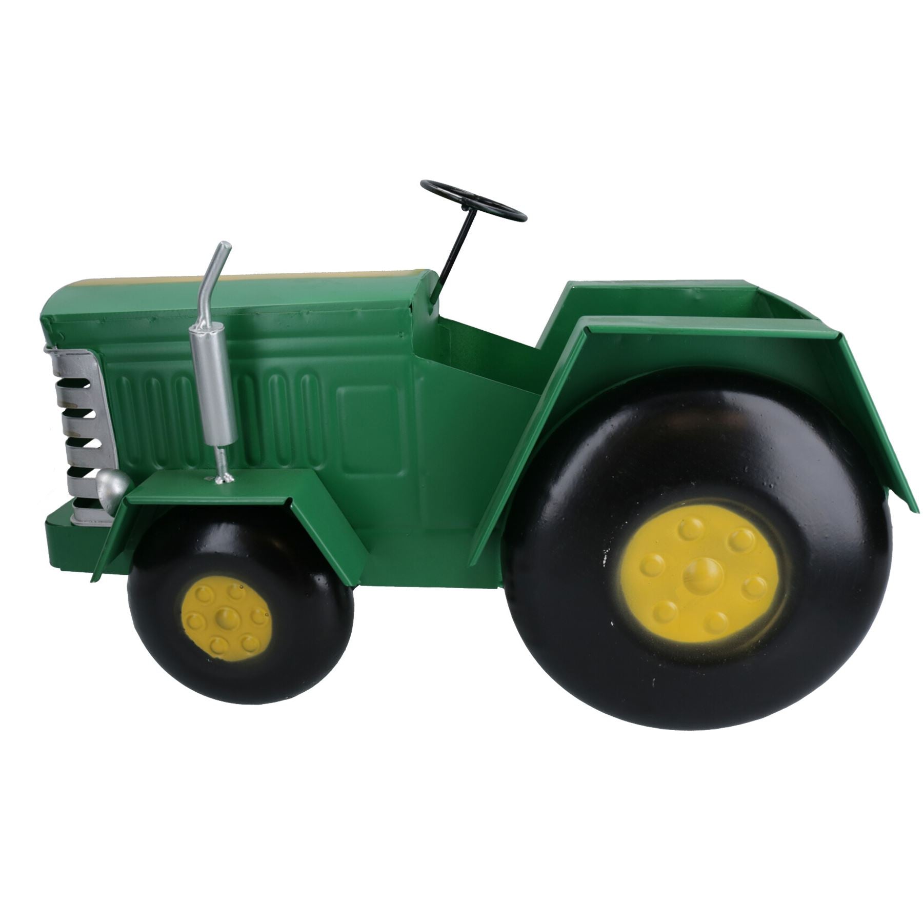 Grüner Traktor Übertopf Blumentopf Garten Metall Ornament Bauernhof Haus Kräuter