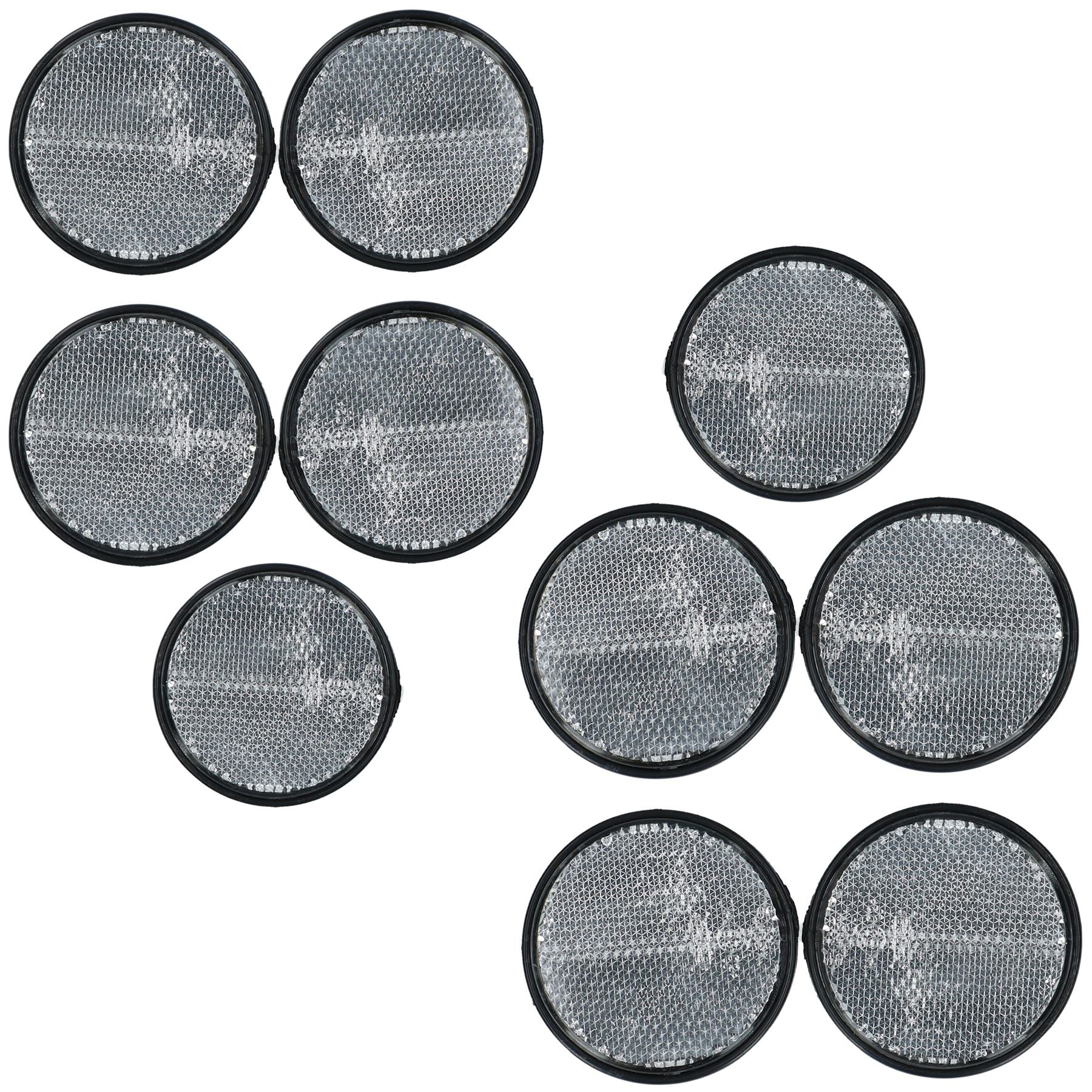 White Clear Retro Reflector Trailer Fence Post with Self-Adhesive Back 10 PACK