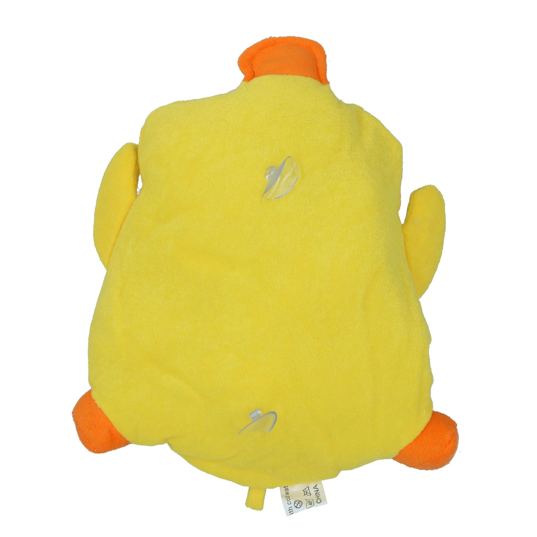 Coussin de bain en forme de canard jaune avec ventouses pour appui-tête/cou