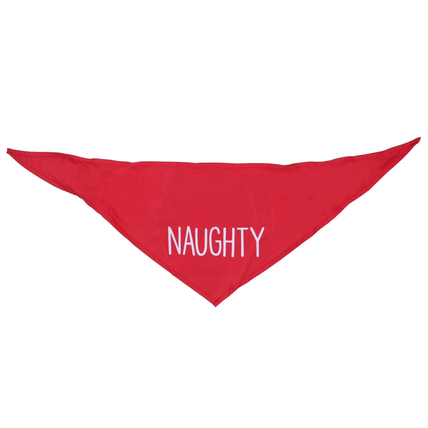 Dog Christmas Red Decorative 'Naughty' Bandanna - One Size Dog Festive Clothes