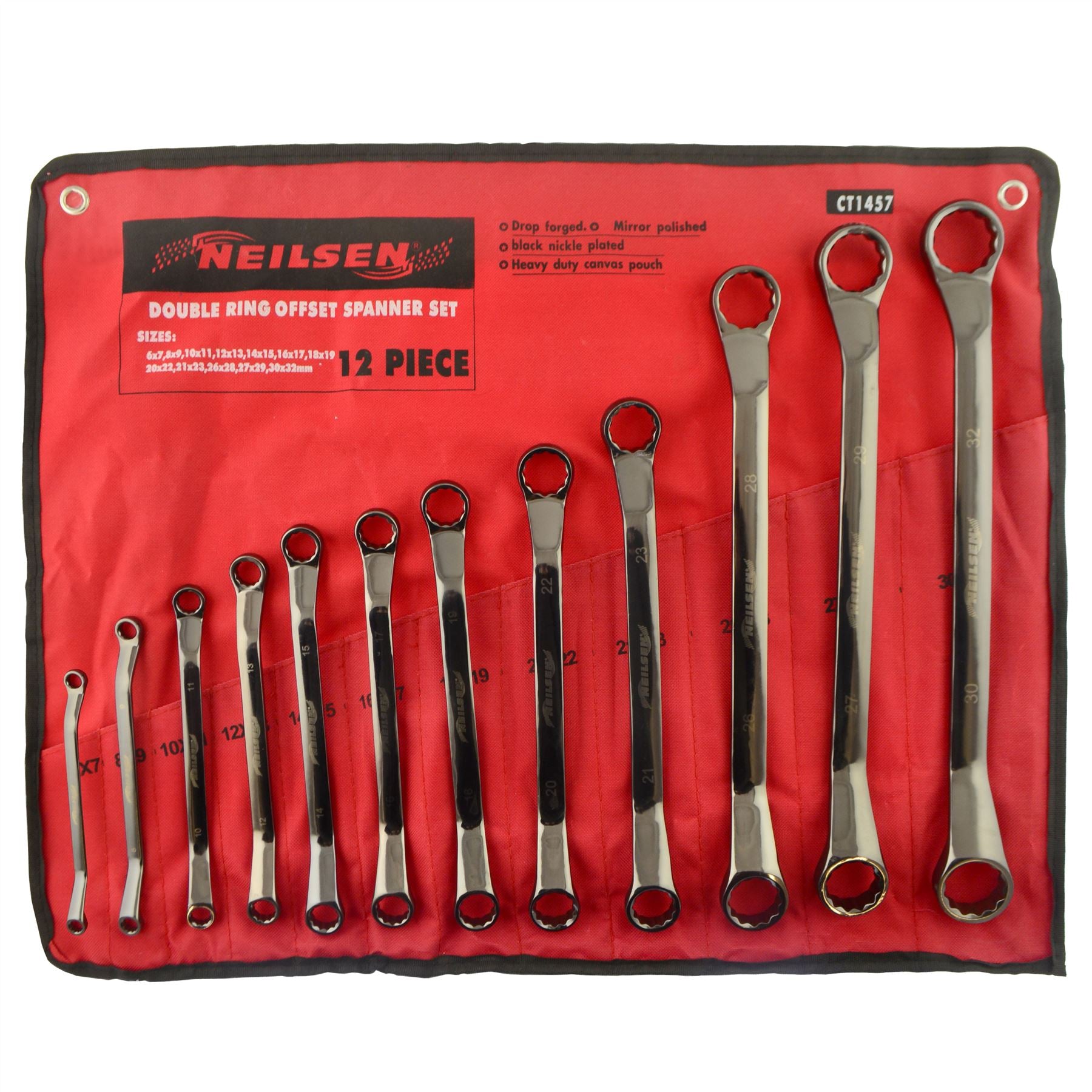 12pc 35° Offset Degree Spanner Set 6 - 32mm Double Ended Metric Ring Spanners