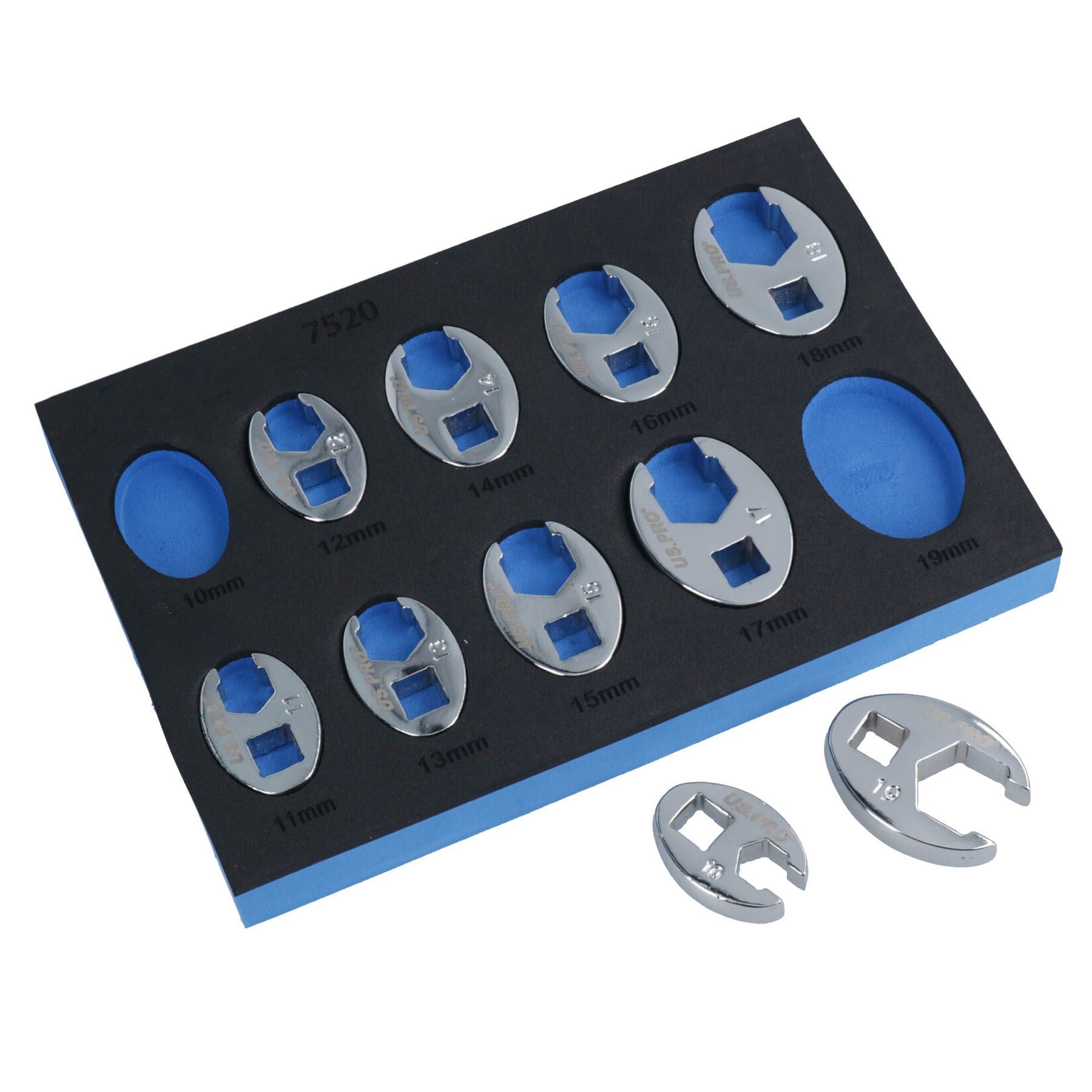 Jeu de clés à molette Crowfeet de taille métrique 10 mm – 19 mm, lot de 10 pièces