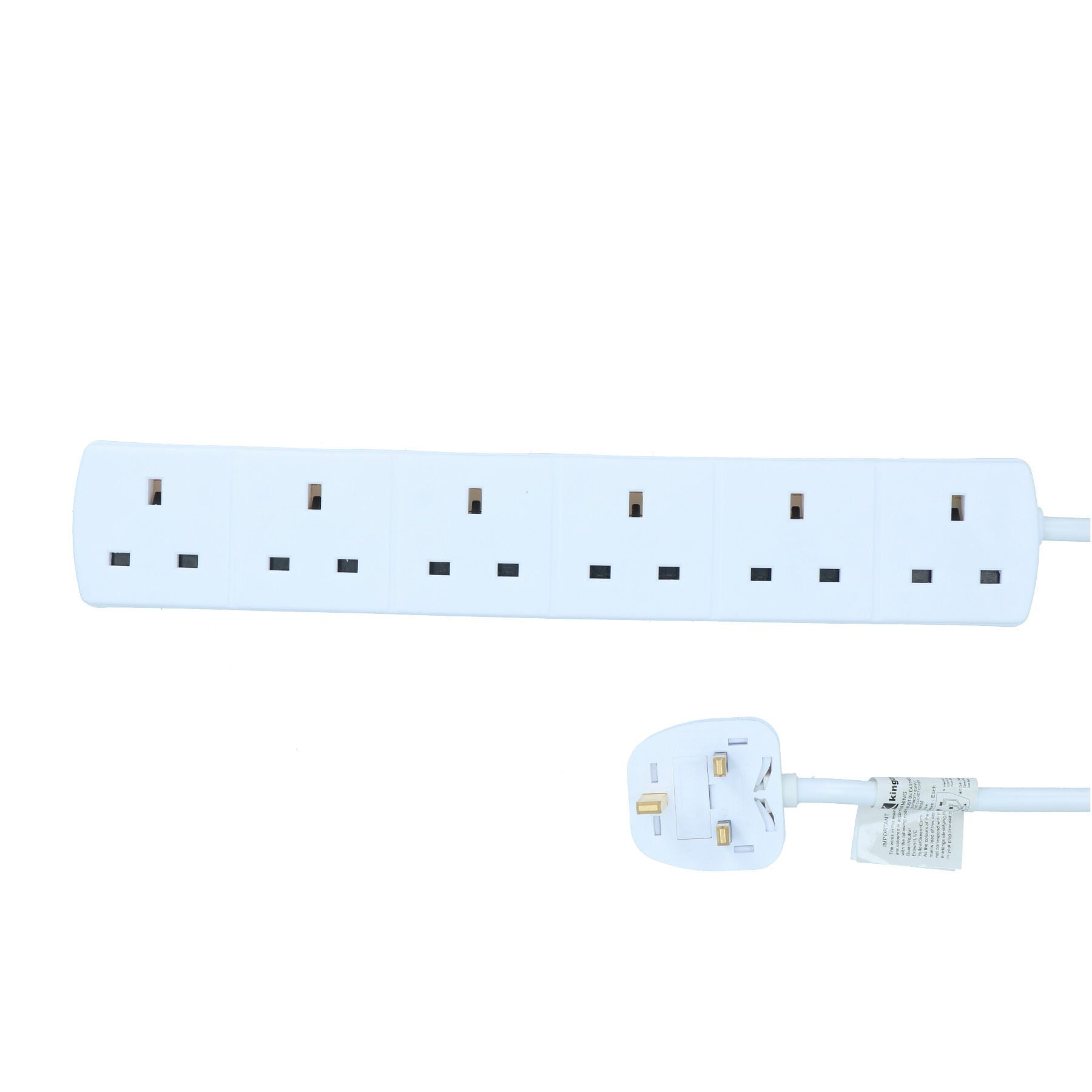 Adaptateur de rallonge de prise à 6 voies pour prise britannique avec câble de 2 m