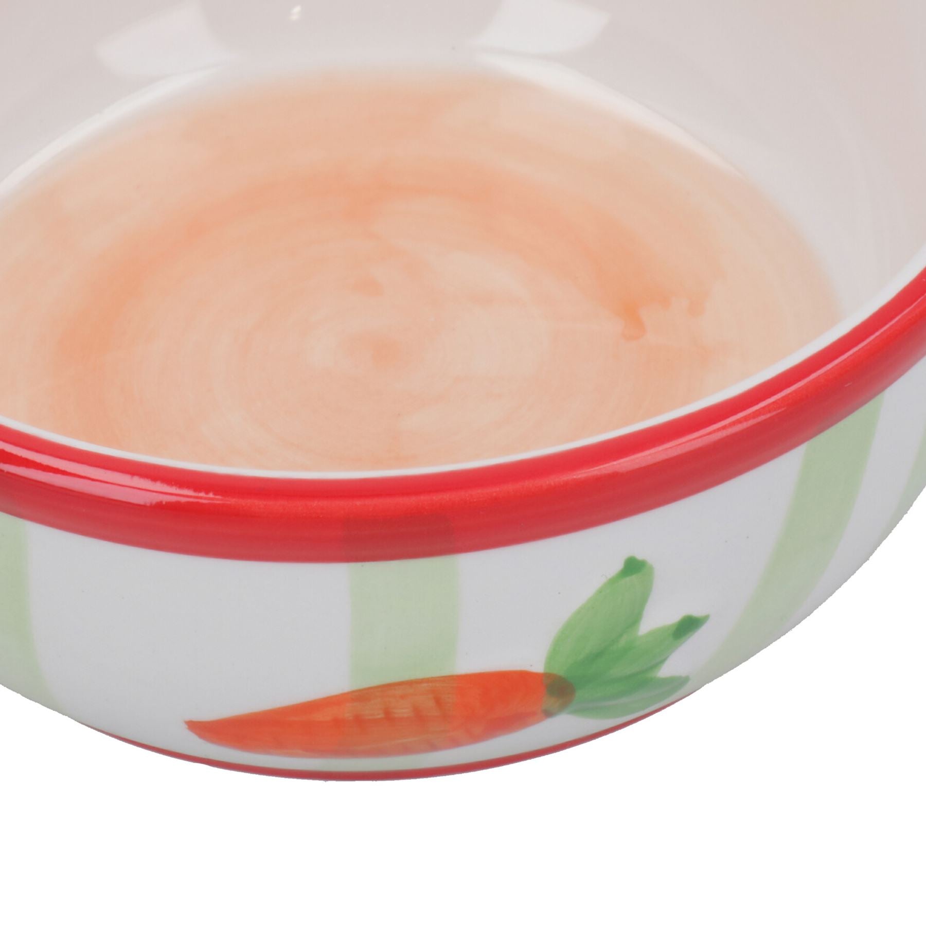 Bol d'alimentation et d'eau pour animaux de compagnie en céramique à rayures de carotte pour lapins et cochons d'Inde
