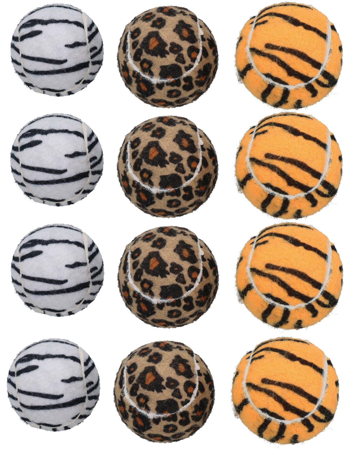 12er-Pack Standard-Tennisbälle mit Doggy Jungle-Motiv für Hunde, Spielbälle, Hundegeschenk, je 7 cm