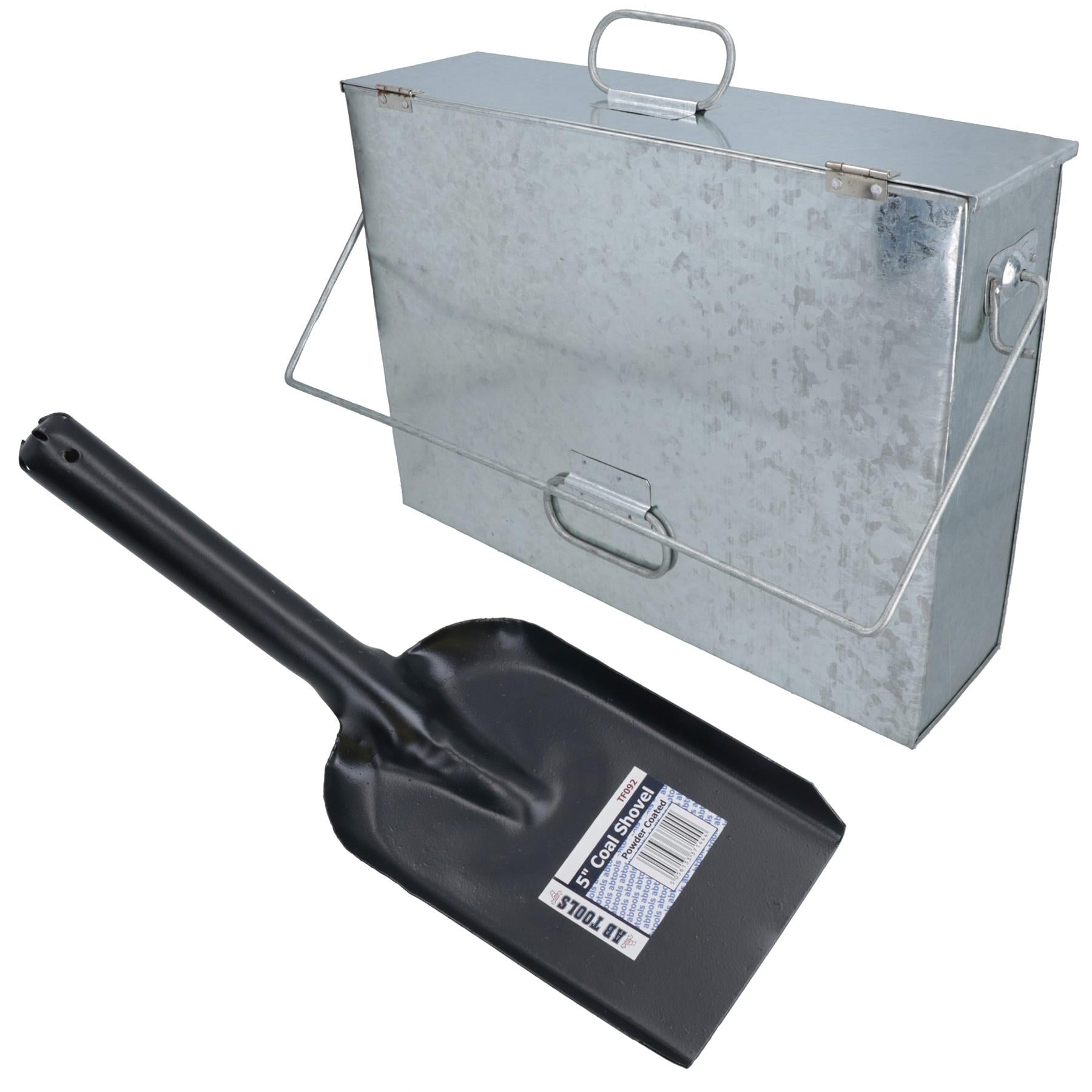 Fire Fireside Ash Carrier Container Box Remover Shovel / Scoop + Gloves