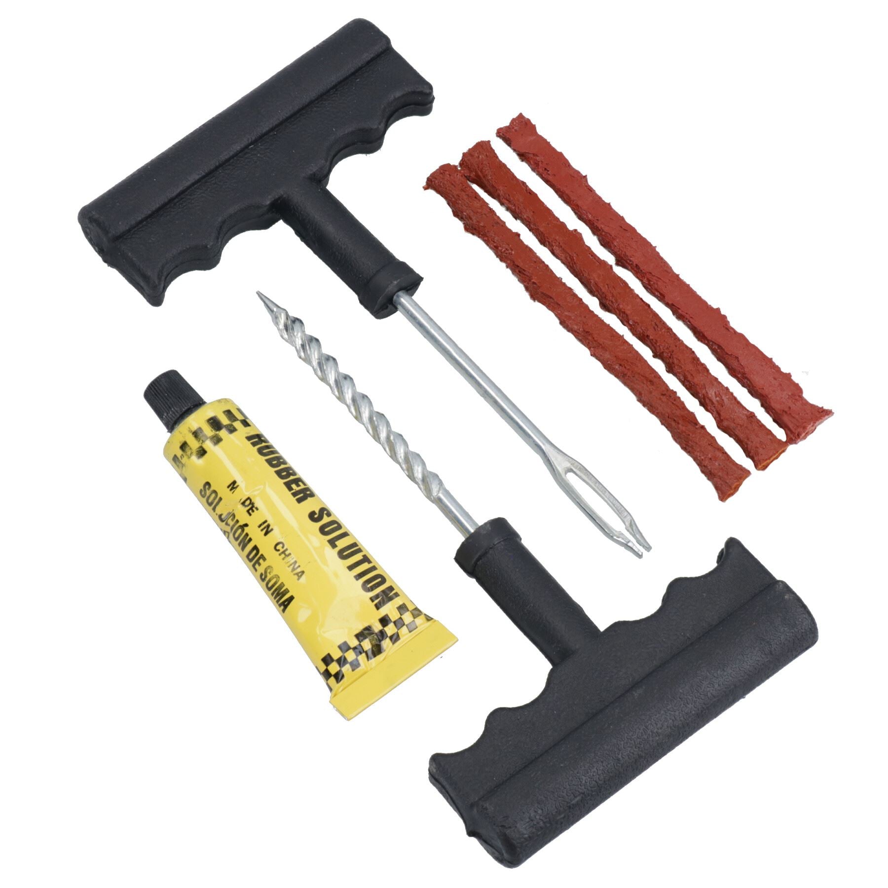 Kit de réparation de crevaison de pneu d'urgence pour vélos, voitures, camionnettes, pneus sans chambre à air 6 pièces