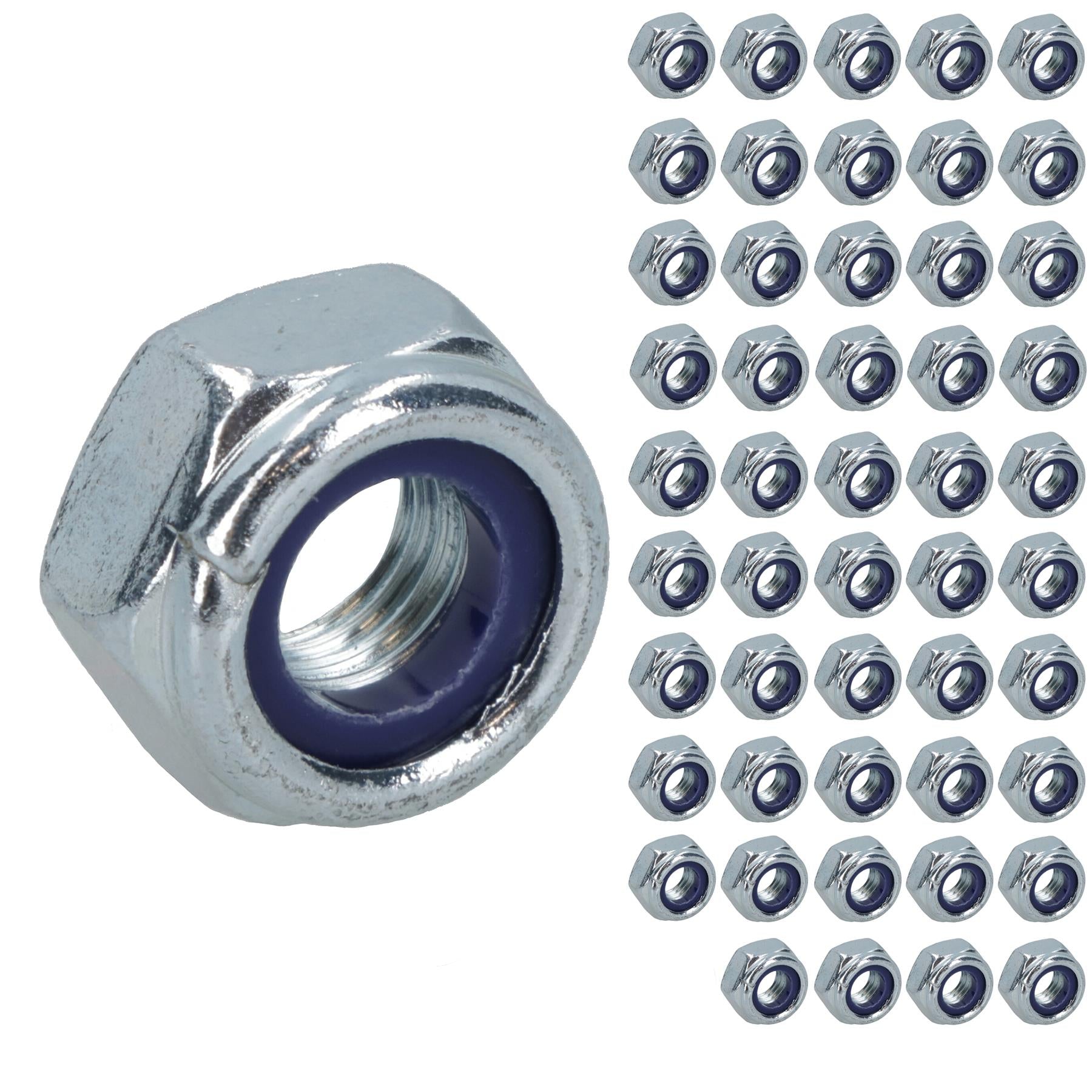 M8 x 1.25mm Nyloc Nut Fastener Hexagonal Metric Nuts Grade 8 Zinc Plated