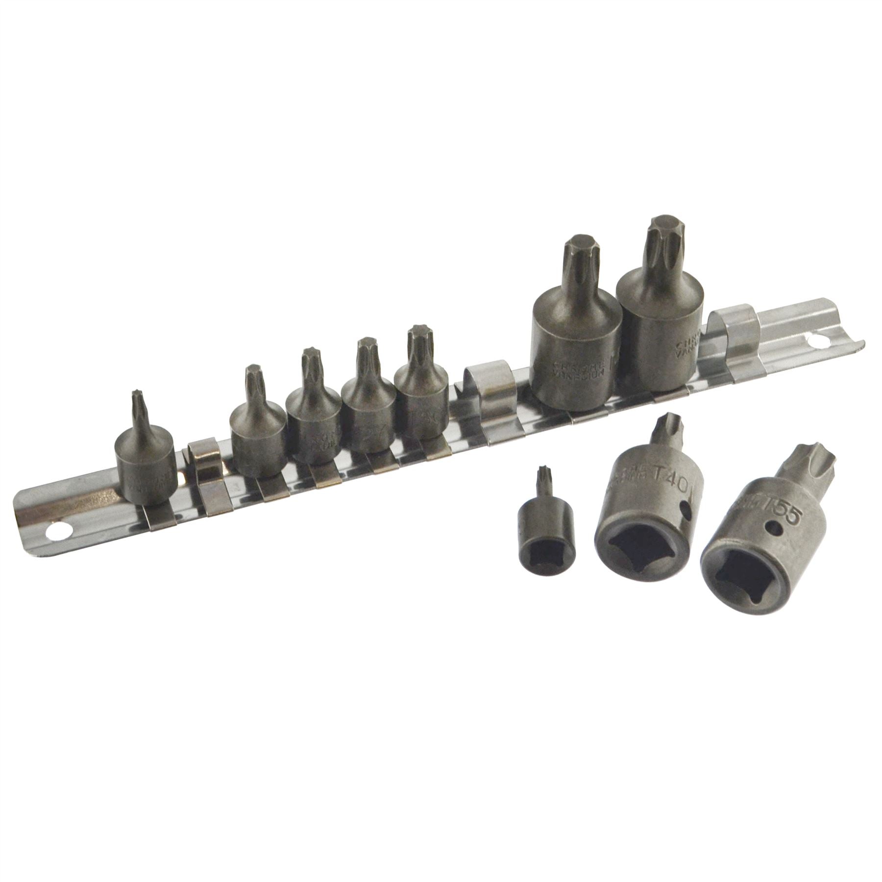 Torx-/Stern-Bit-Steckschlüsseleinsätze T10 – T55, 1/4 Zoll und 3/8 Zoll Antrieb, 11-teilig von Bergen AT094G