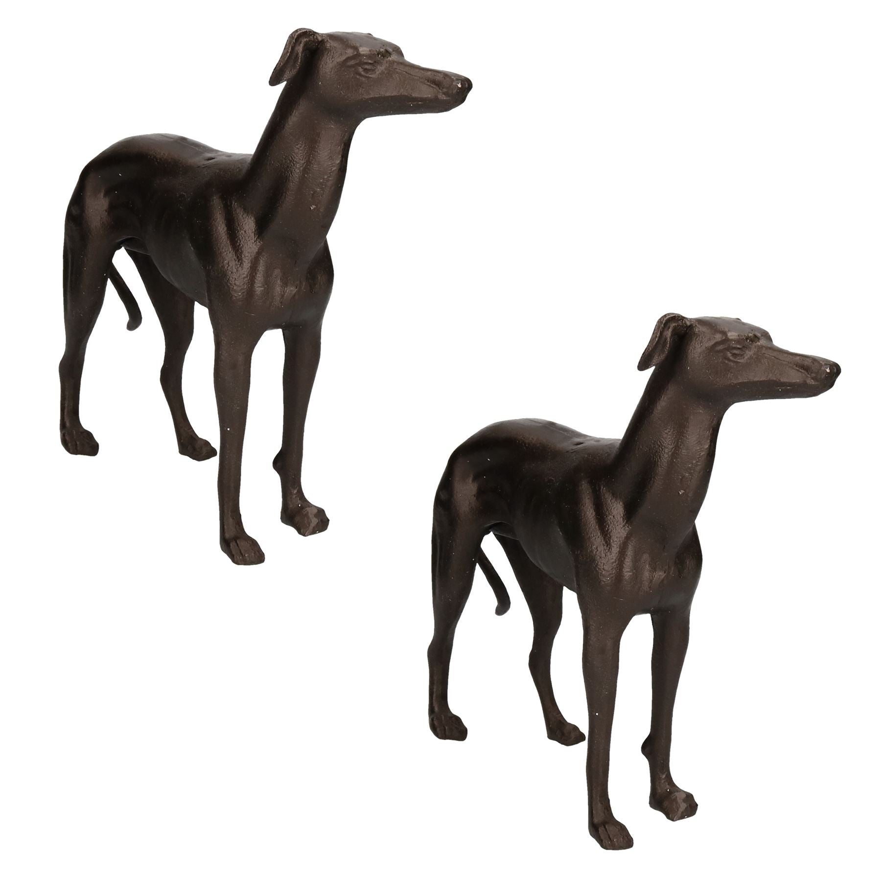Windhund Whippet Hund Gusseisen Statue Figur Trophäe Ornament Skulptur Paar