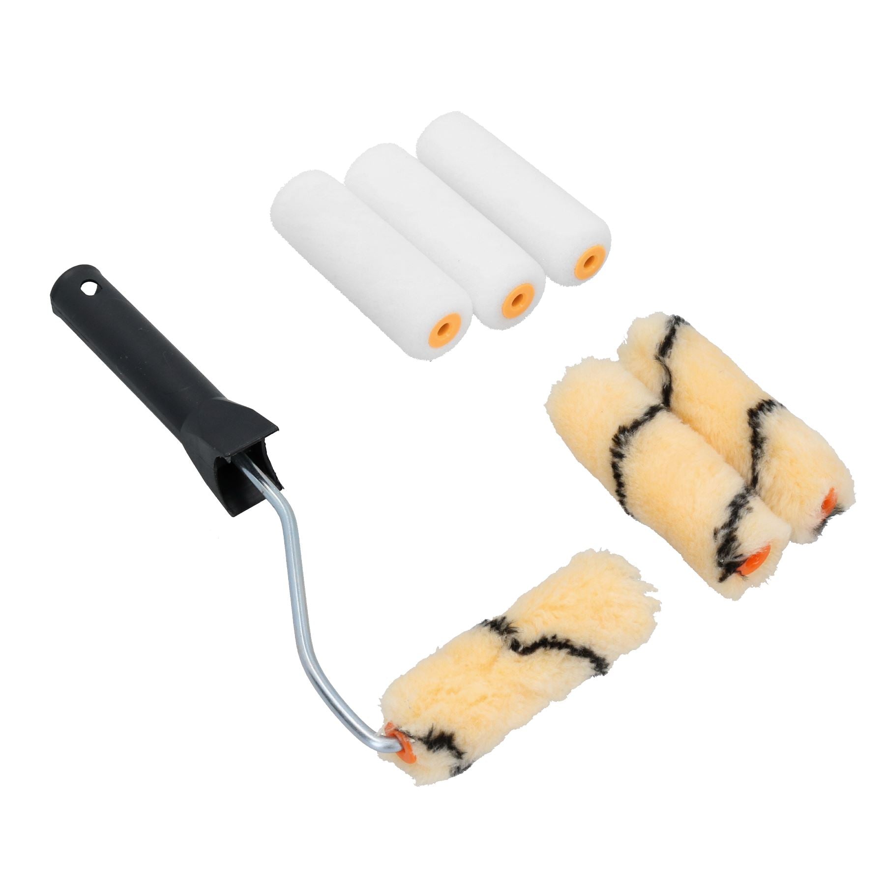 Kit de mini-rouleaux de 4 pouces pour peintures à émulsion brillantes, 6 manchons, peinture, décoration