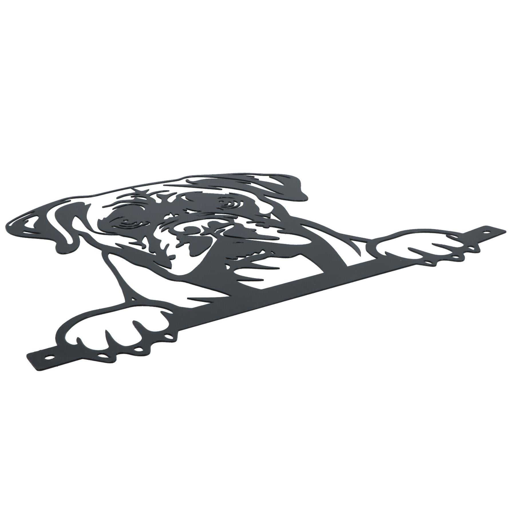 Black Metal Peeking Boxer Silhouette with Fixing Plate Garden Ornament Gift