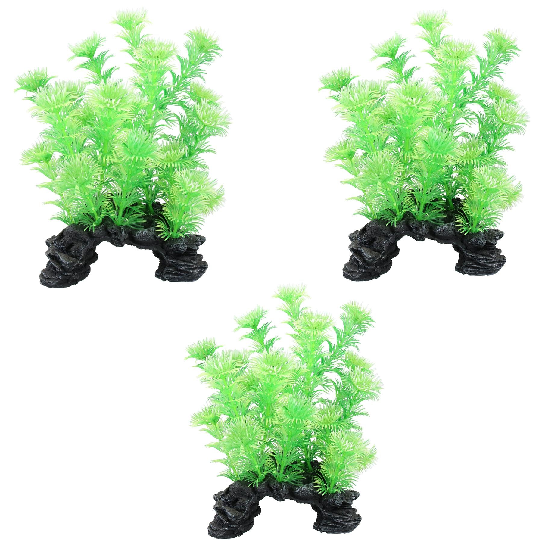 3PK Aquatic Aquarium Fish Tank Deco Plant Rock Cabomba 5x12x20cm