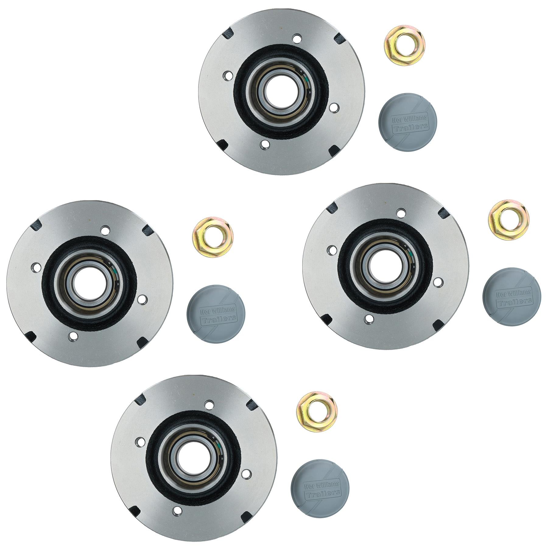 4pk 200 x 50mm Brake Drums & Bearings for Ifor Williams Trailer 4 Stud 5.5" PCD