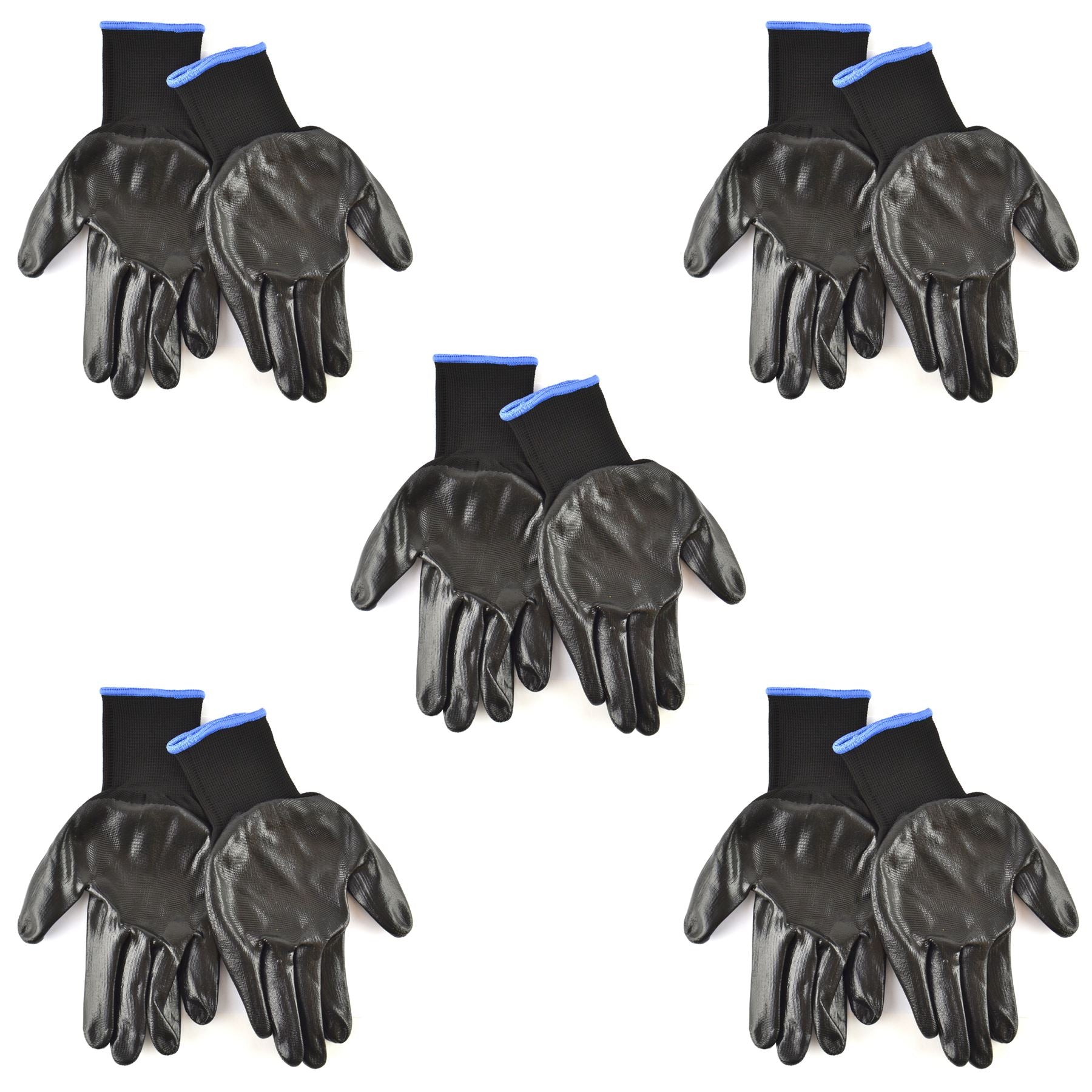 10.5" Nitrile Coated Work Gloves Breathable / Improved Grip Black