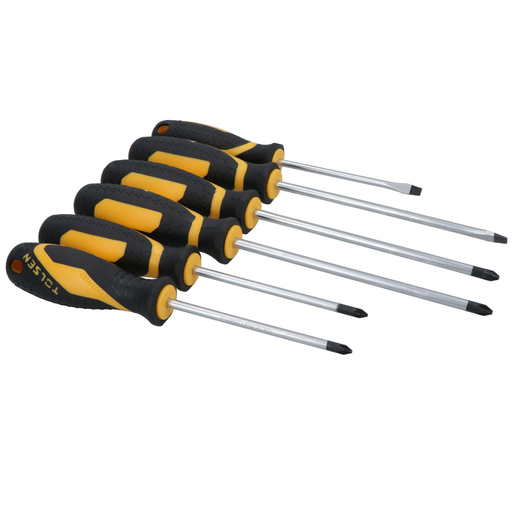 6pc Screwdriver Set Slotted / Flat, Phillips & Pozi Head With Soft Grip Handles