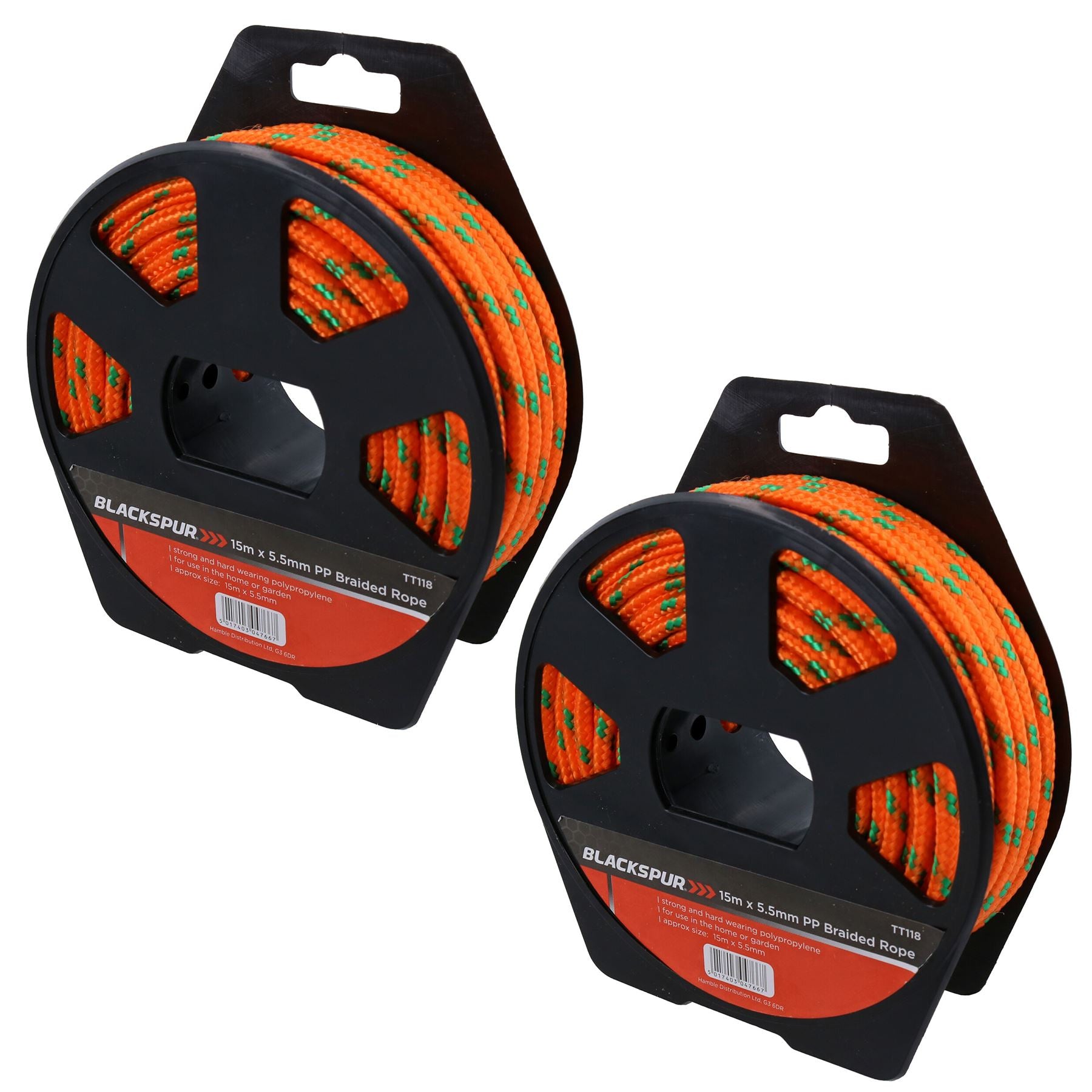 Corde tressée en polypropylène multi-usages de 5,5 mm x 15 mètres pour le camping et le jardinage