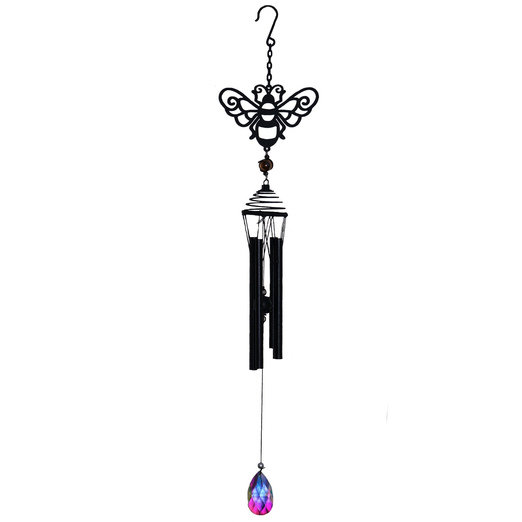 Carillon éolien en forme d'abeille noire avec compte-gouttes en cristal, décoration de jardin, cadeaux