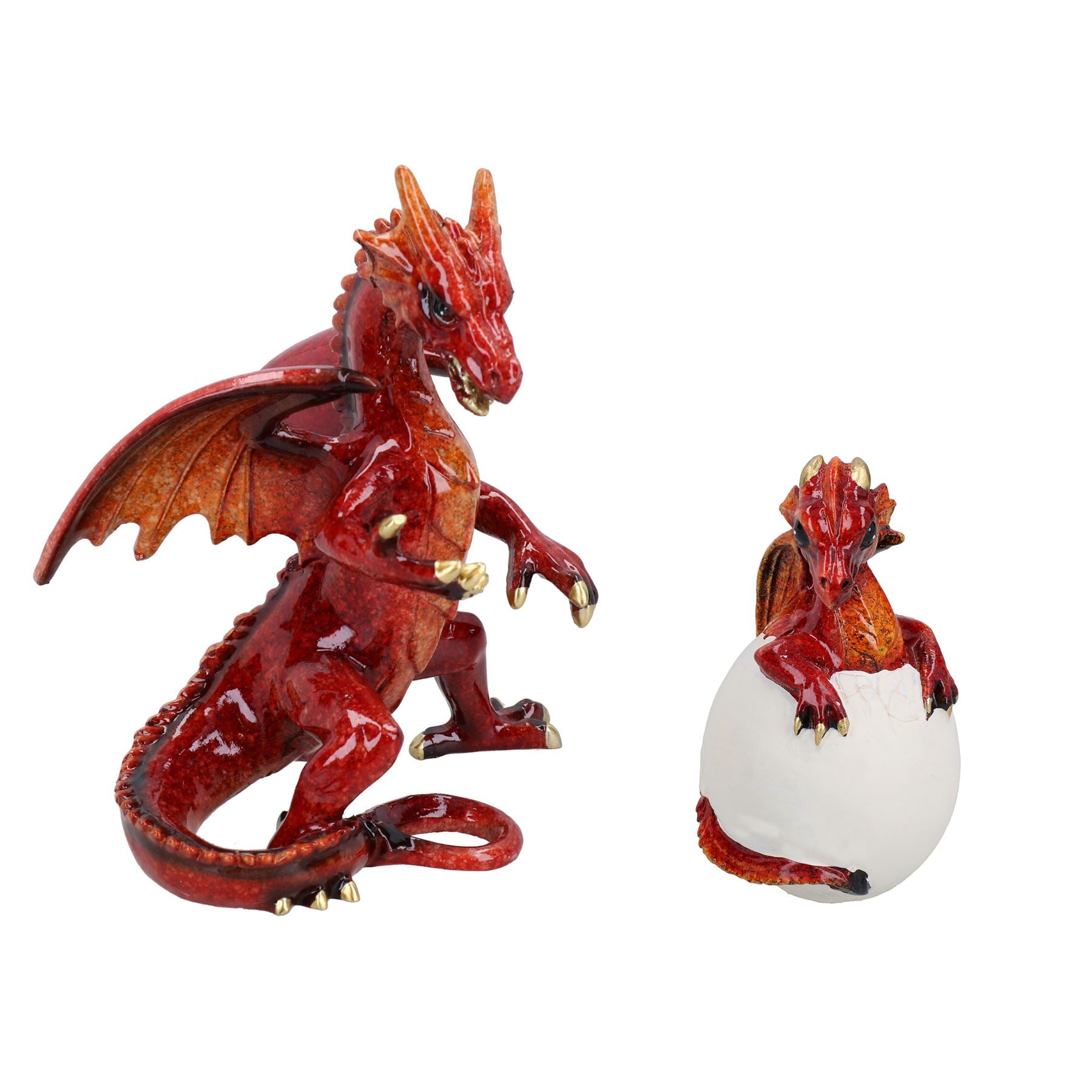 Stehender Drache & Ei Harz Fantasy Skulptur Statue Ornament Figur mythisch
