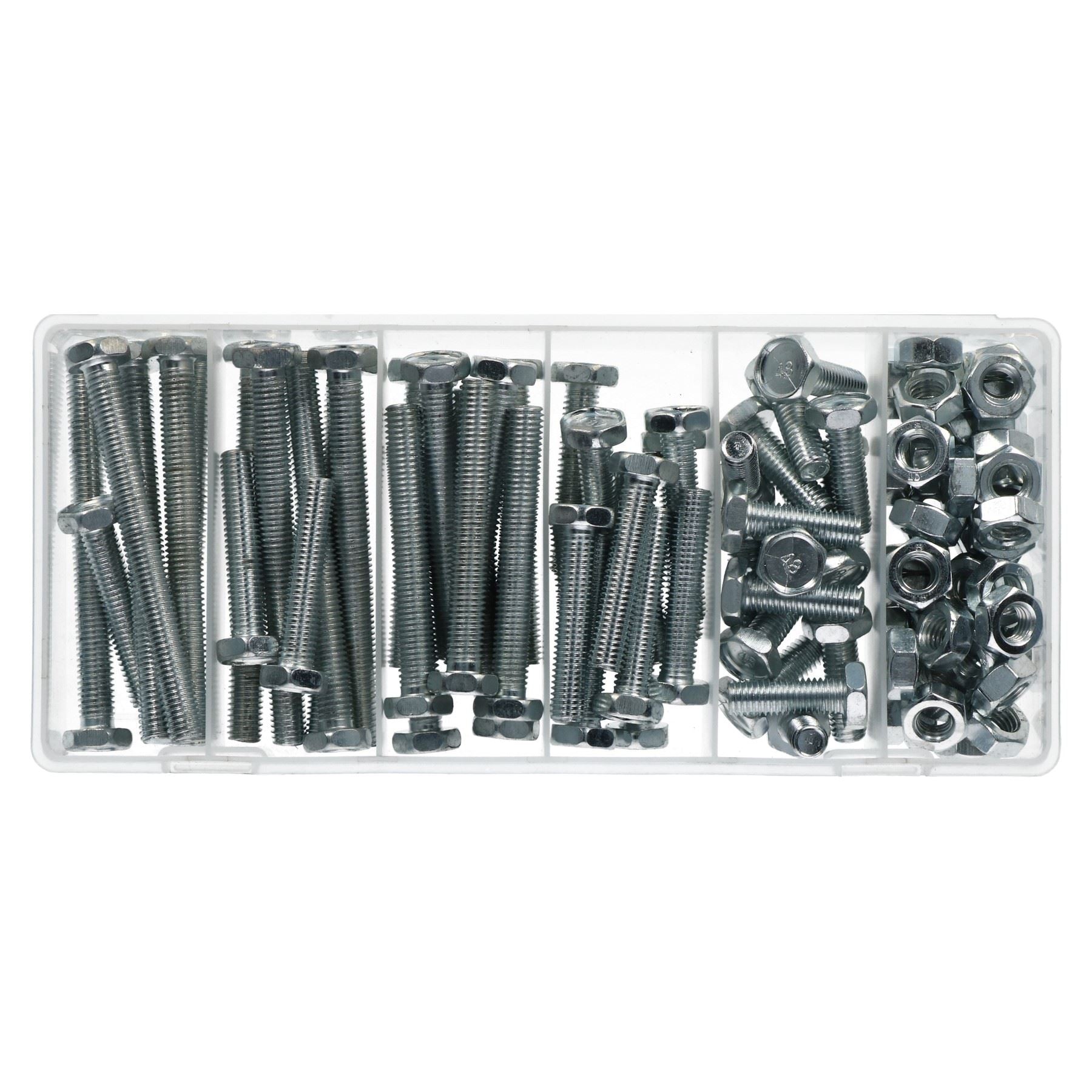100pc Nut And Bolt Set 10mm Thread (M10 x 1.5) Various Length 30-100mm Bolts