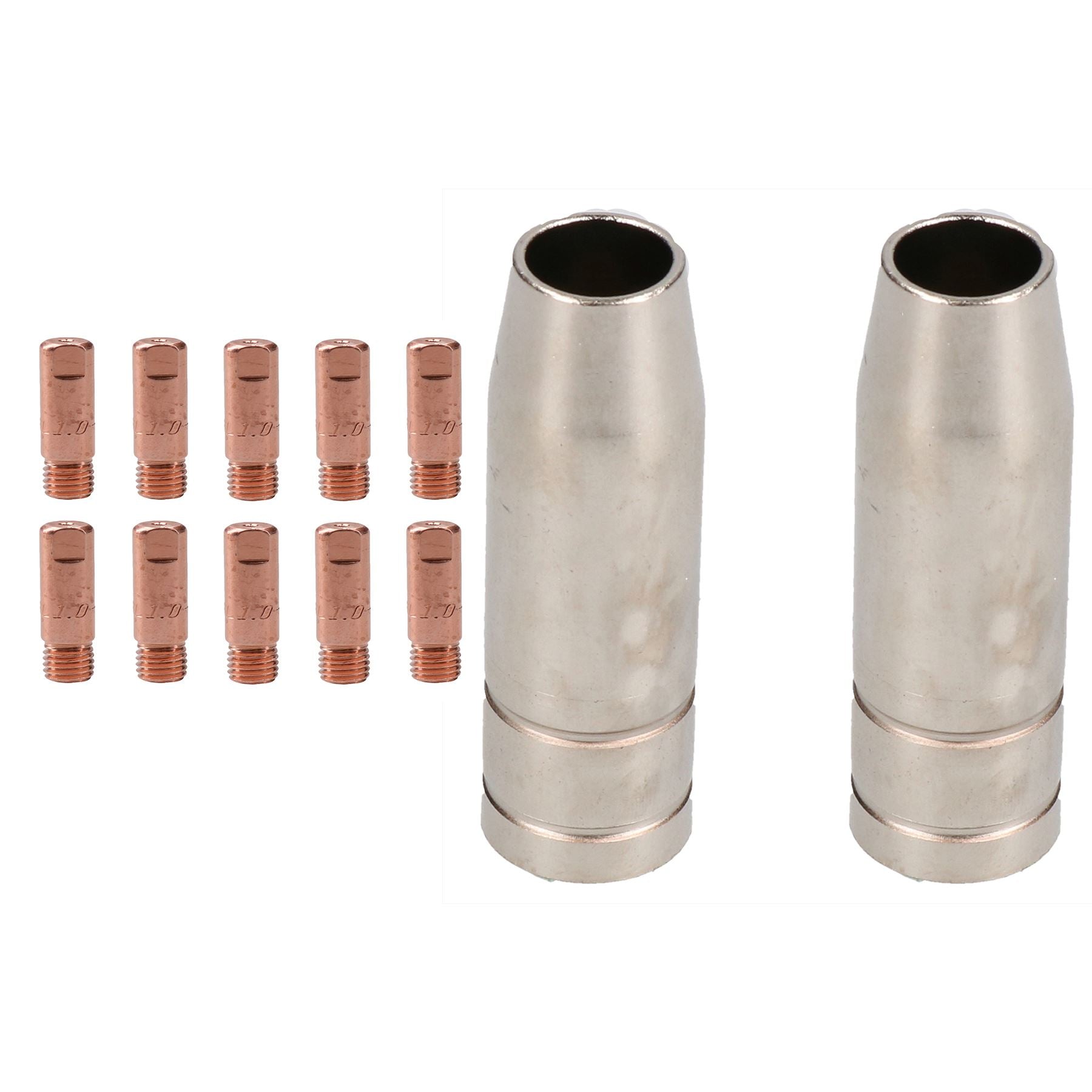 2 shroud & 10 x 1.0mm Contact Tips MIG Welding Binzel Style Euro Torch MB15
