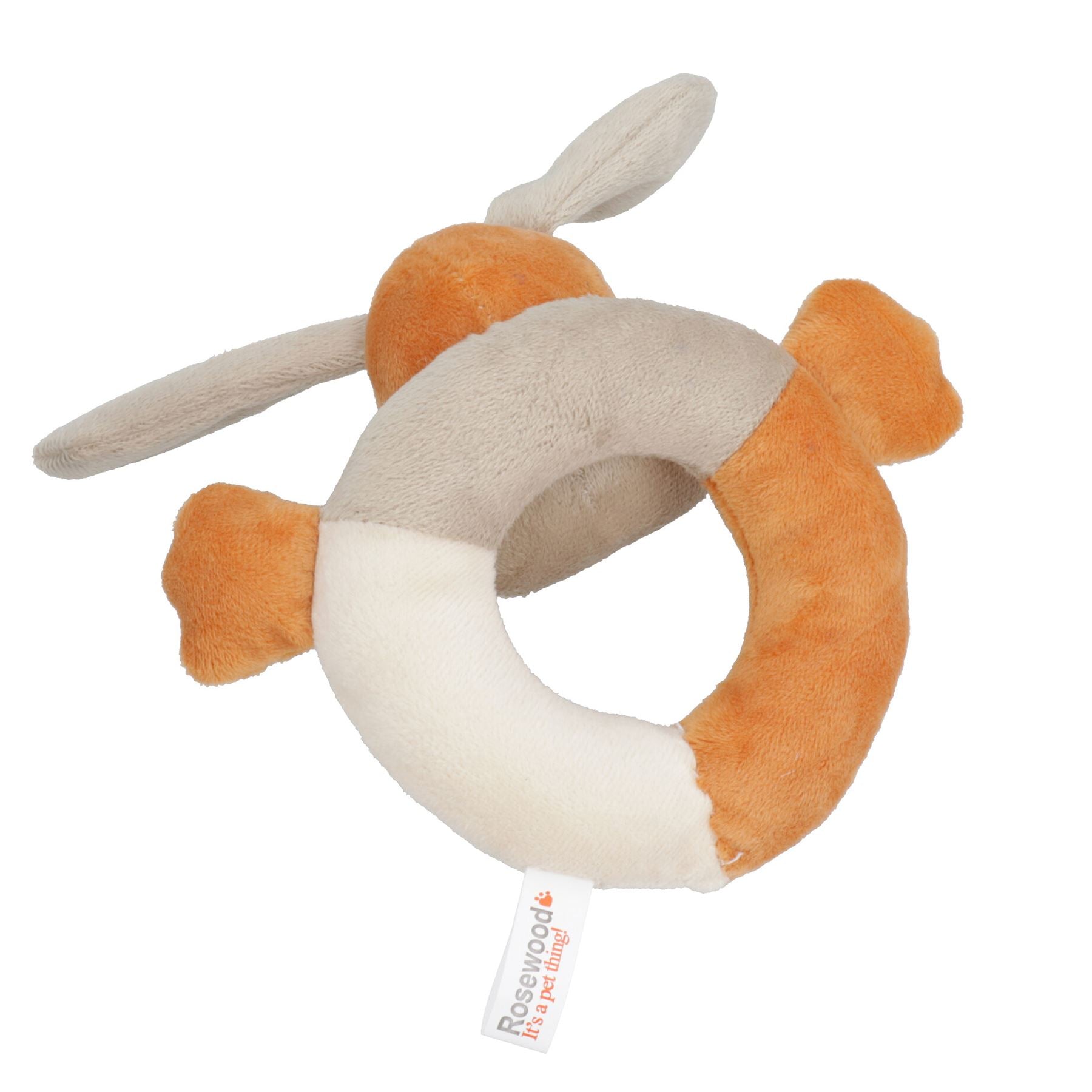Superweicher Welpe kleiner Hund Naturzange Kuschelplüschring mit Quietschgeräusch