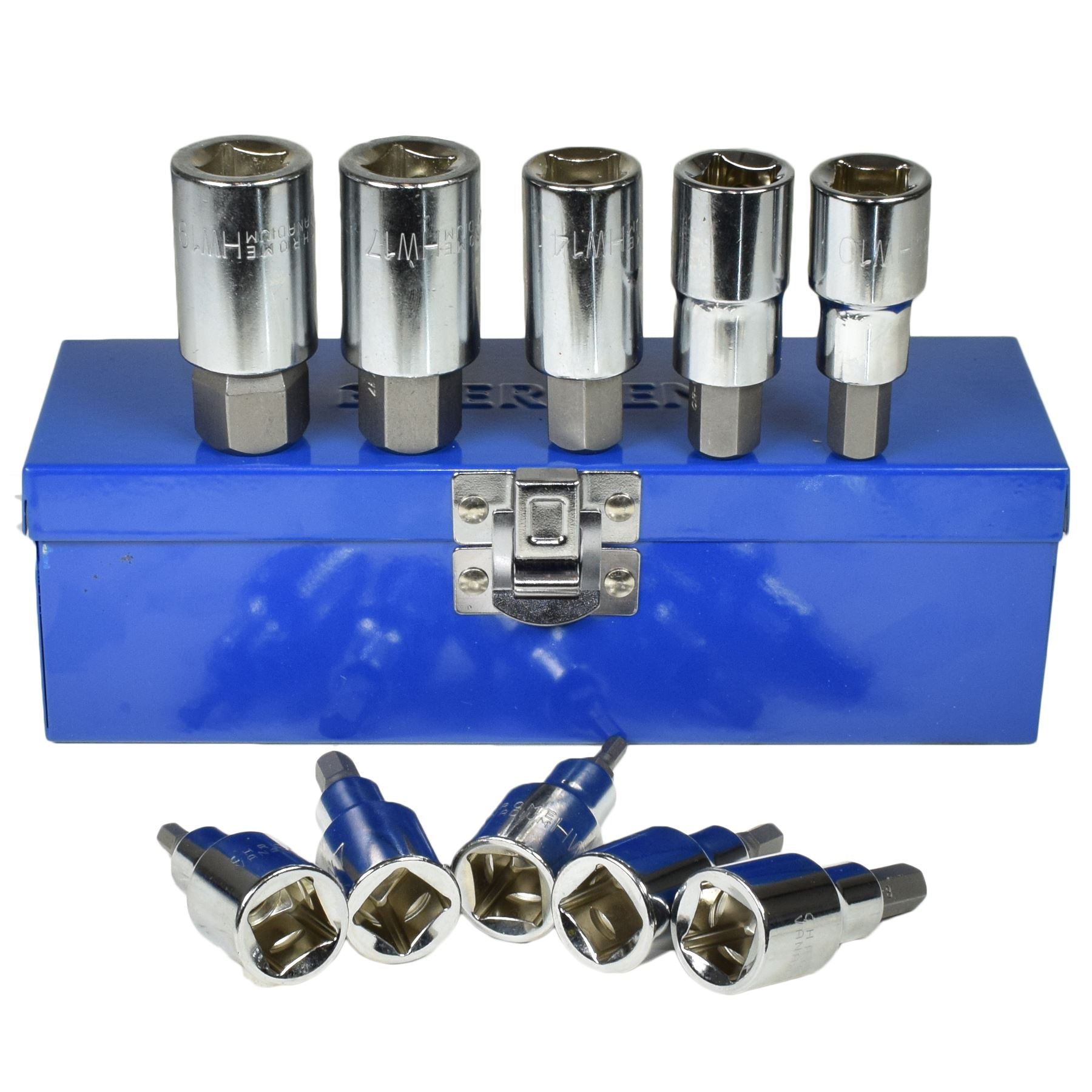 Douilles Allen hexagonales peu profondes et profondes de 1/2 po, tailles métriques 4 mm - 19 mm, 18 pièces