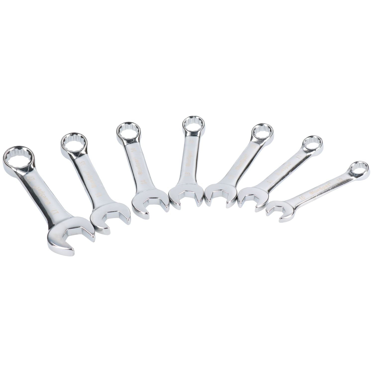 Stubby Metric Combination Spanner Wrench Set 10mm - 17mm 7pc Set