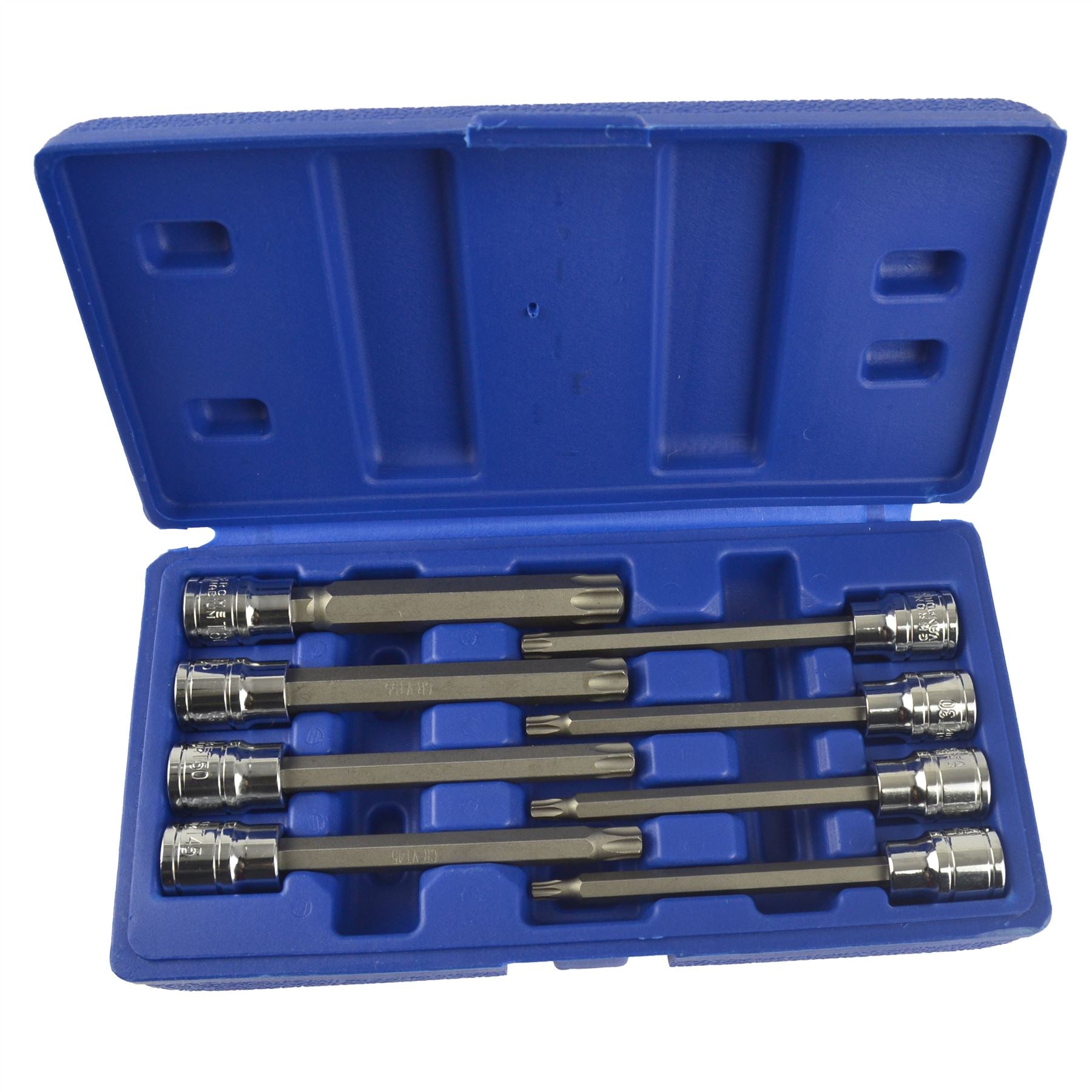 8-teiliger 3/8 Zoll Antrieb T25-T60 Stern-Torx-Steckschlüssel-Bitsatz Ratschendrehmoment 110 mm lang AT432
