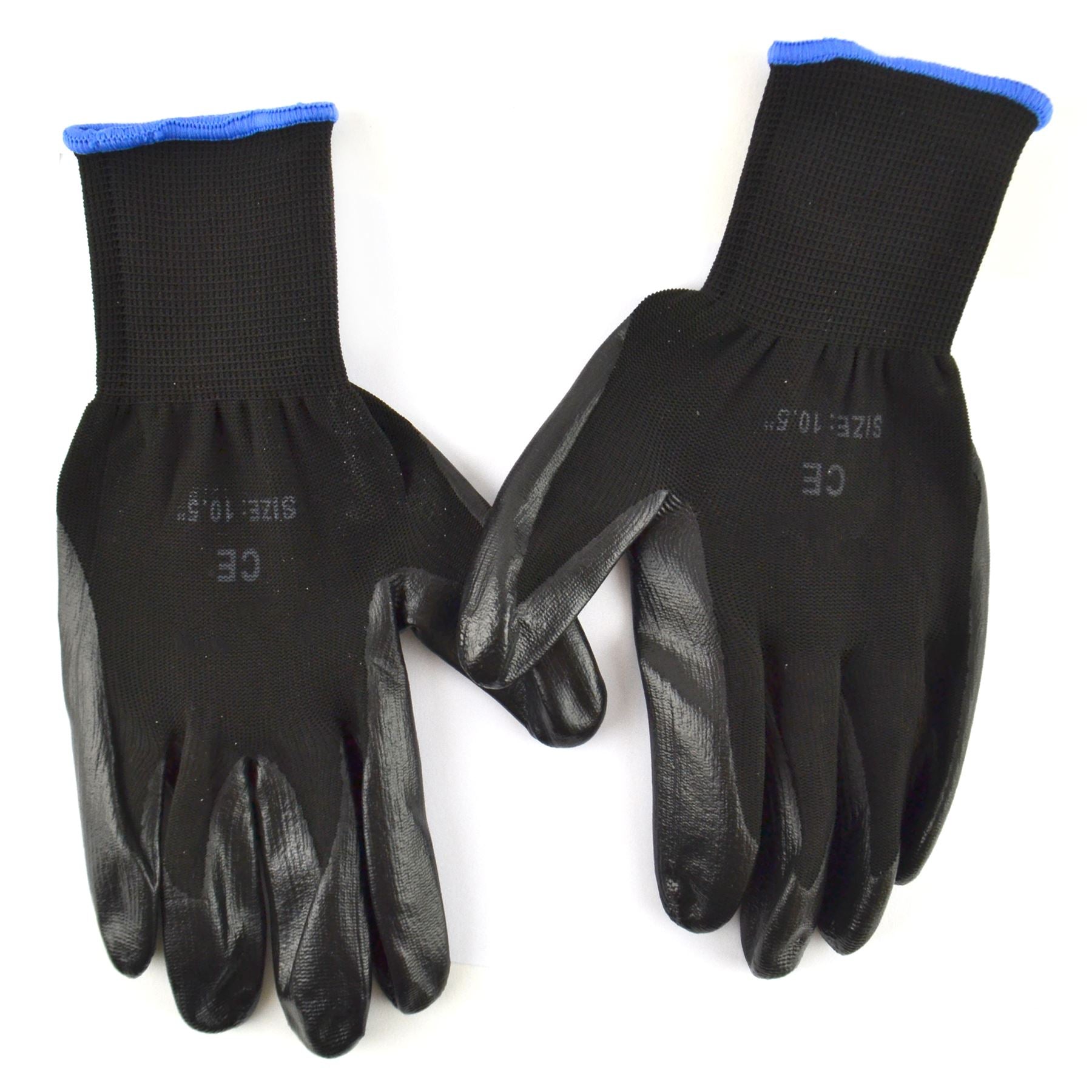 10.5" Nitrile Coated Work Gloves Breathable / Improved Grip Black