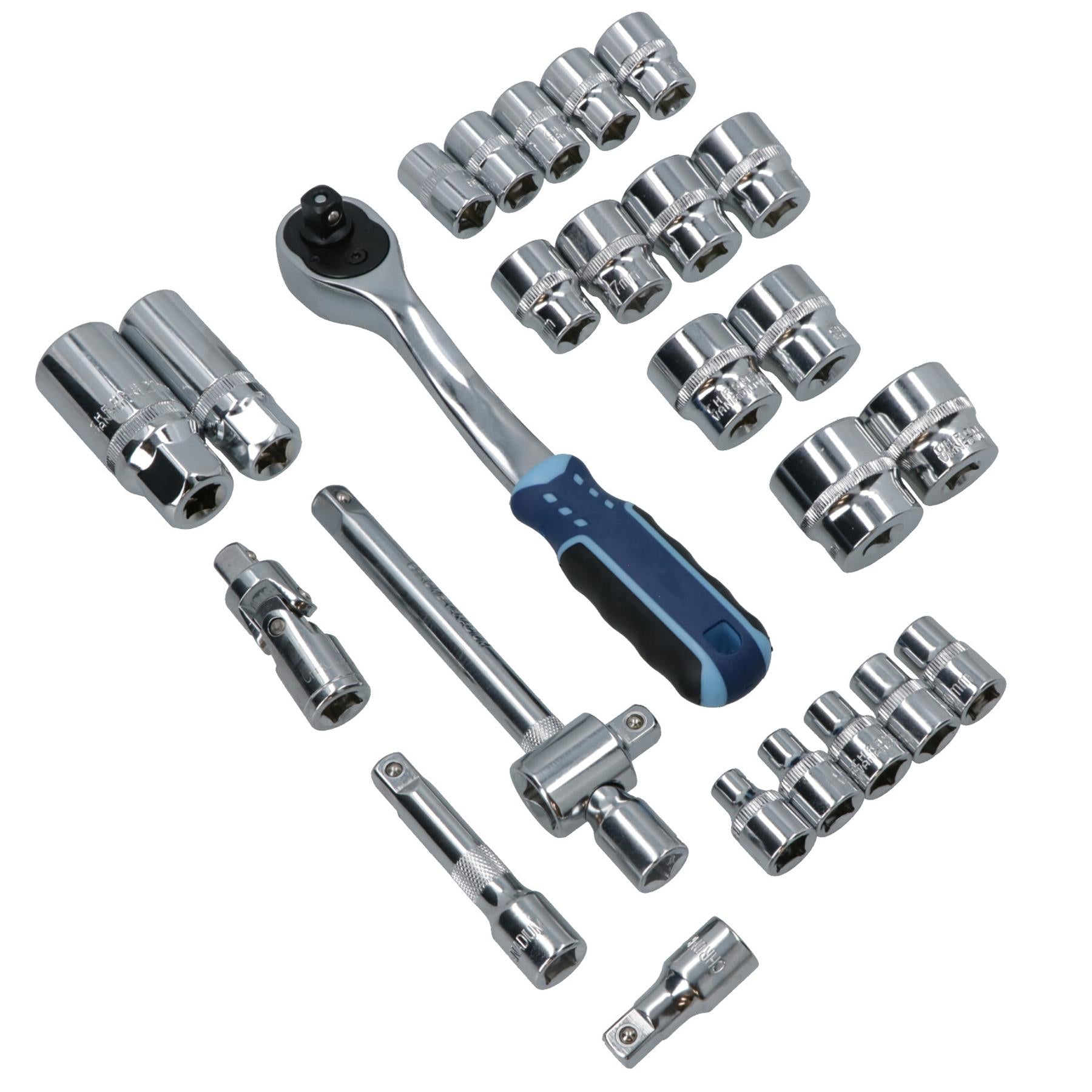 3/8in Drive Shallow Metric Socket And Accessory Set 6mm – 24mm 26pc