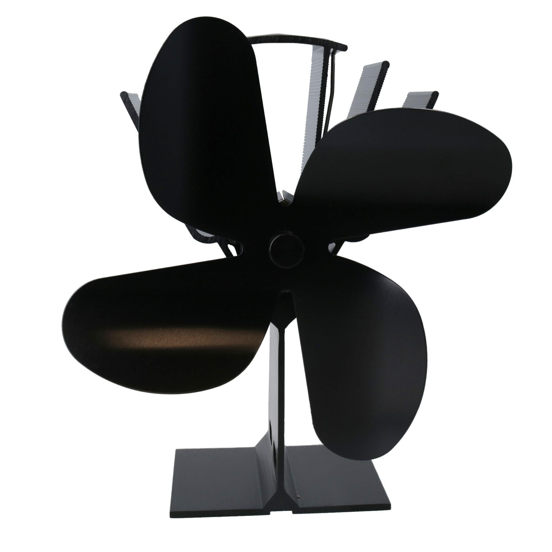 4 Blade Stove Fan Black Heat Powered Fan for Wood / Log Burners or Fireplace