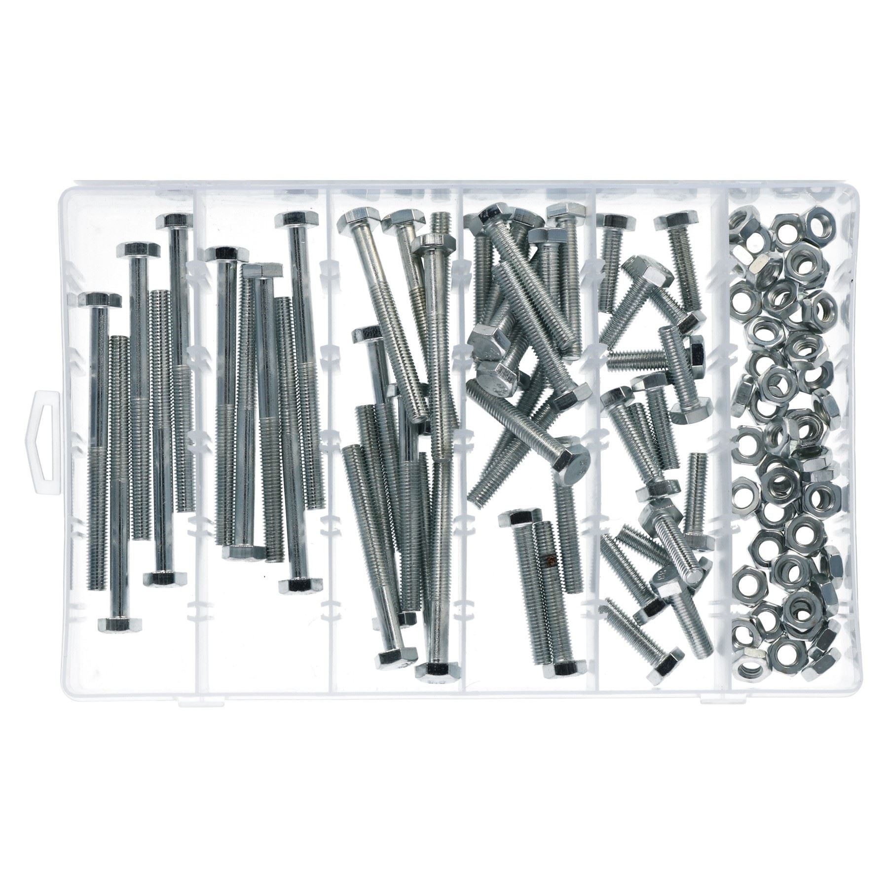 100pc M8 8mm Bolts Bolt with Nuts Assortment 30 - 100mm Hex Head