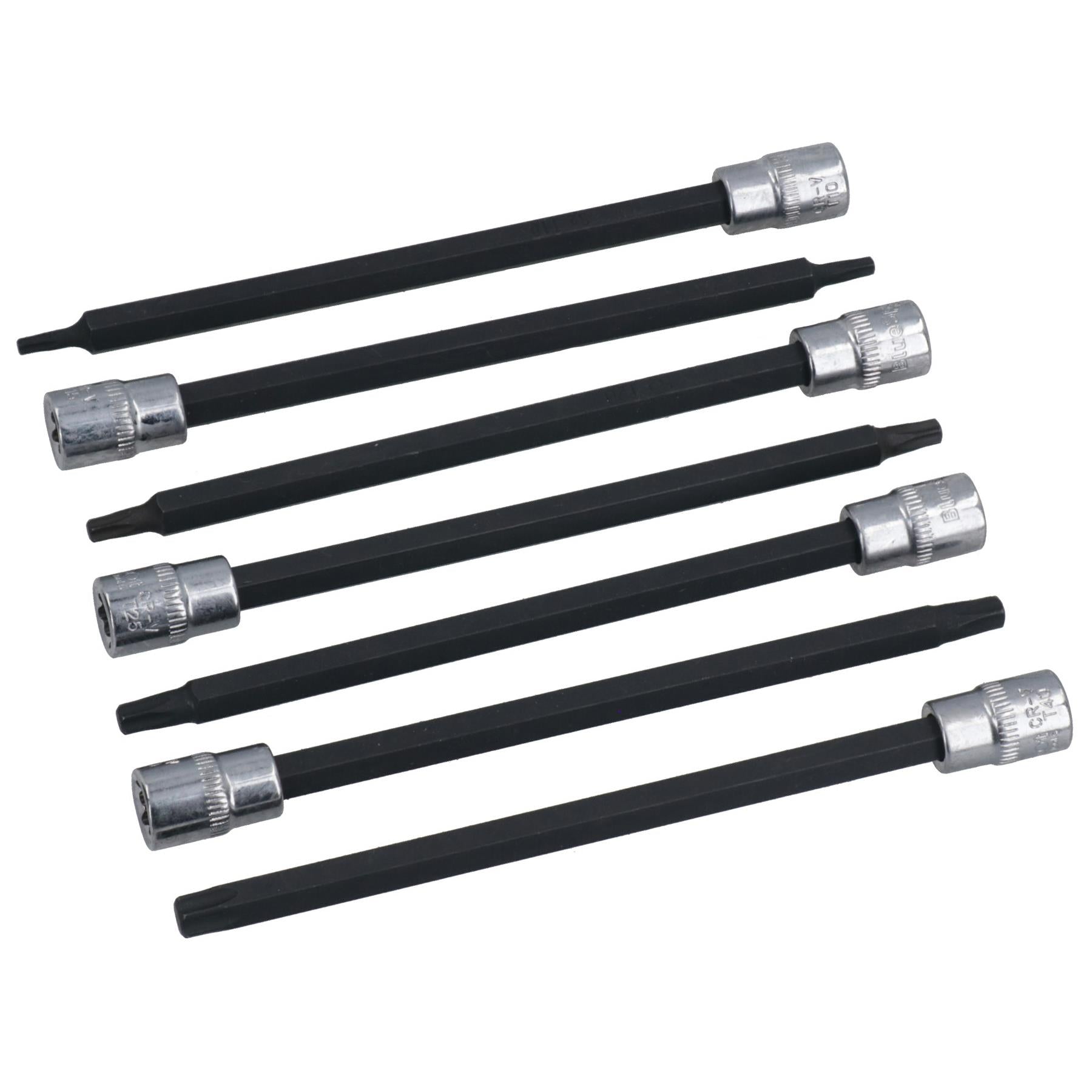 Extra lange Torx-Stern-Schlagbit-Steckschlüssel T10 – T40, 1/4 Zoll Antrieb, 7-tlg., 130 mm lang