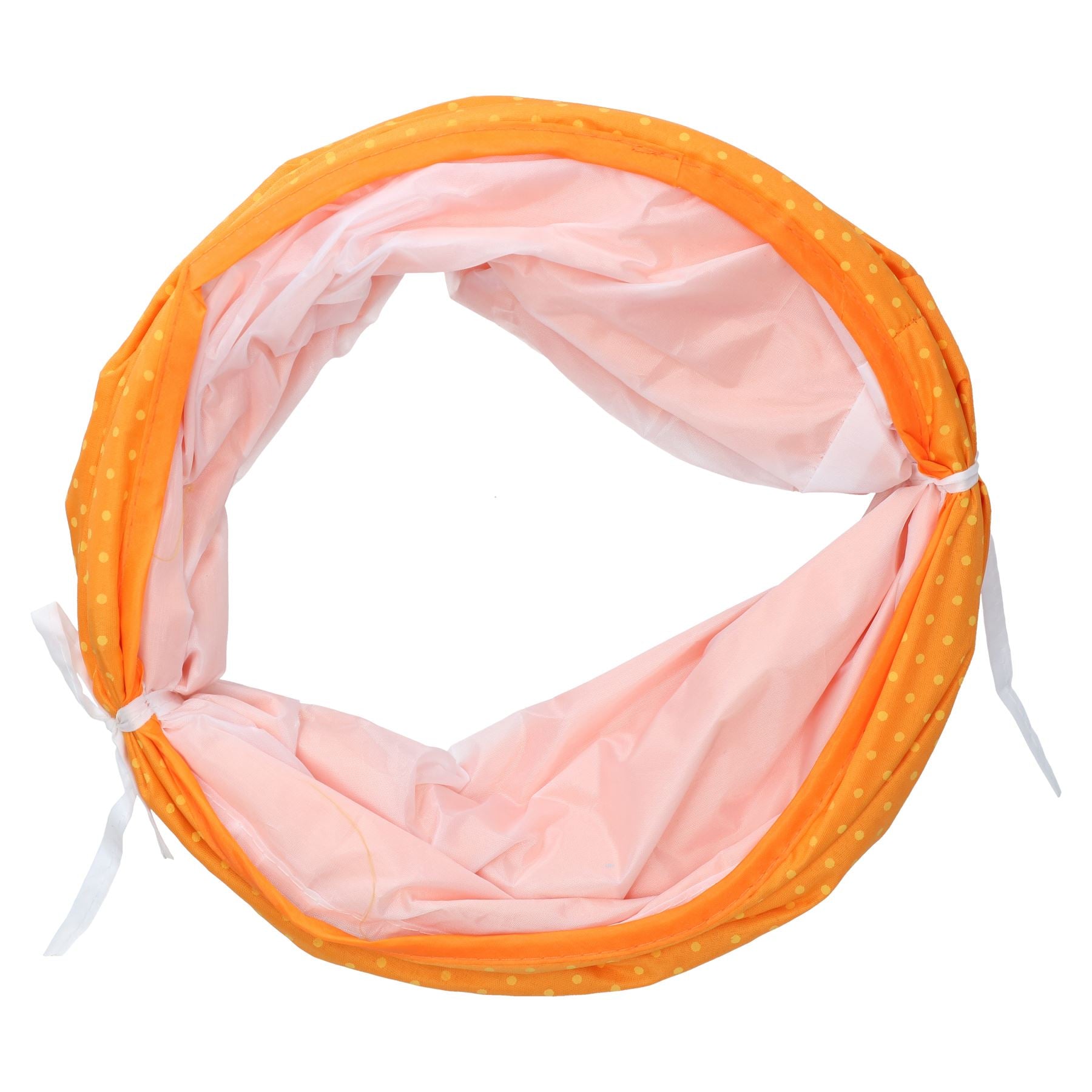 Zusammenklappbarer, orangefarbener Pop-Up-Spieltunnel für Katzen und Kätzchen