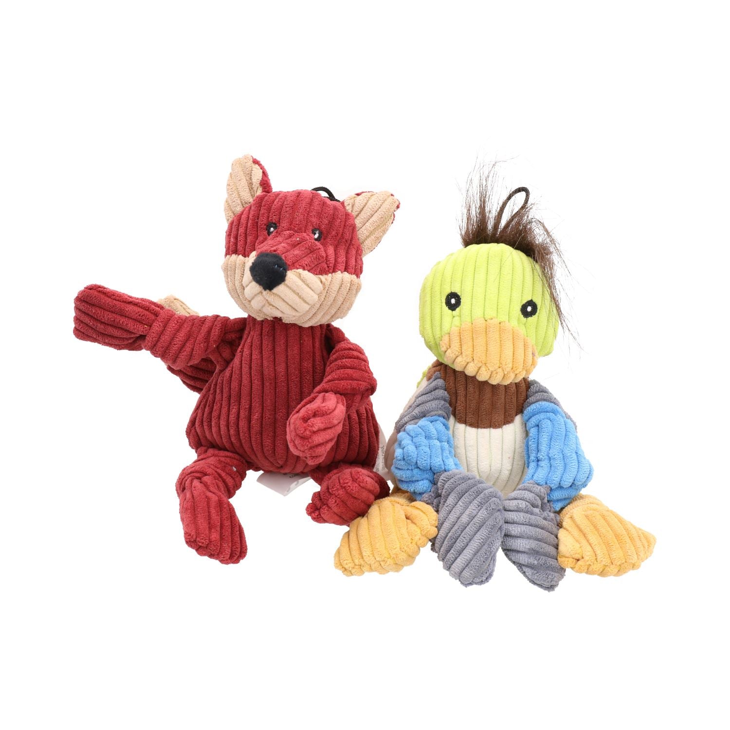 Woodland Kleines Hundespielzeug mit Ente und Fuchs und Knoten, Plüsch, strapazierfähig, für Welpen