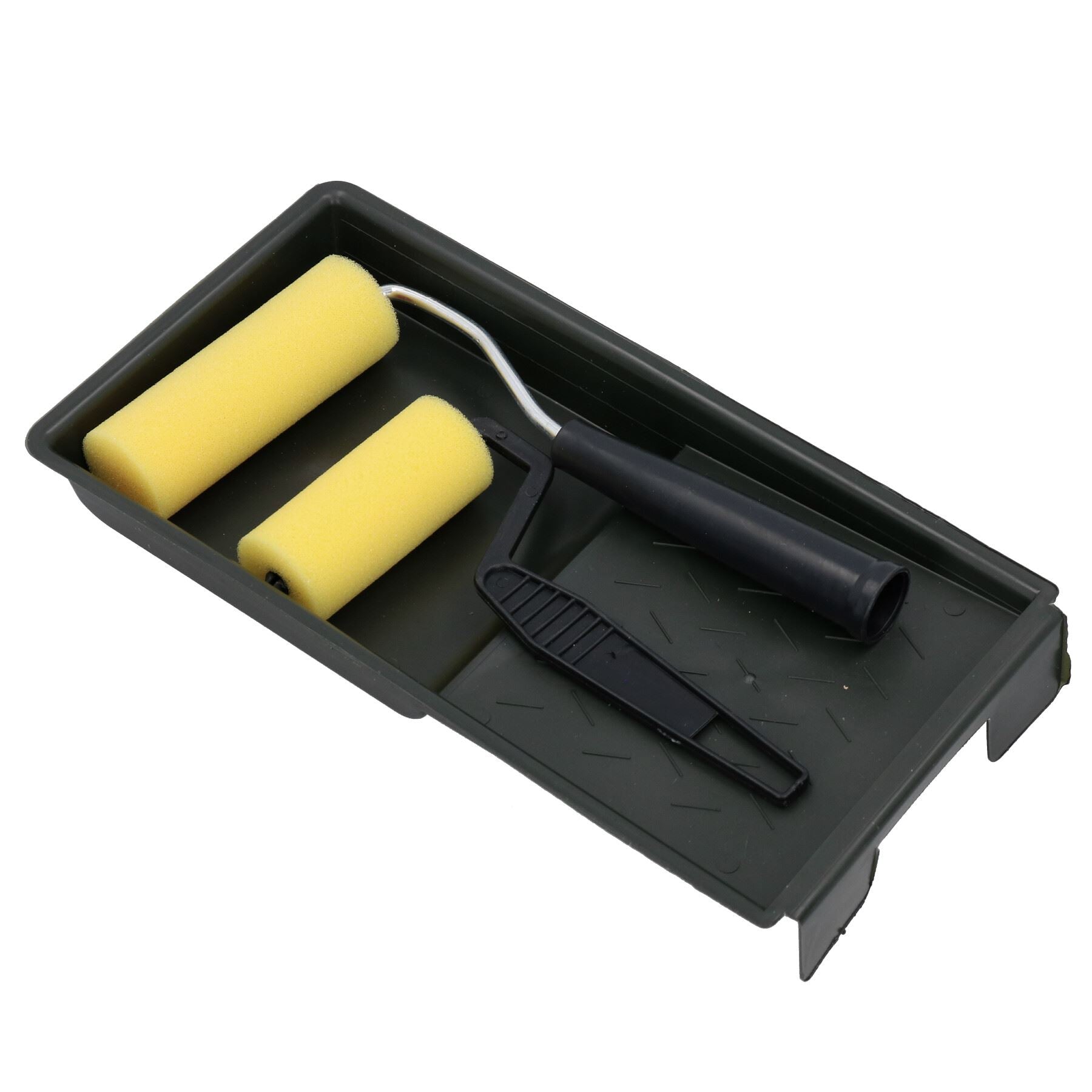 Ensemble de mini plateaux à rouleaux de peinture avec manchons en mousse pour rouleaux de 3" + 4" Peinture à base de solvant