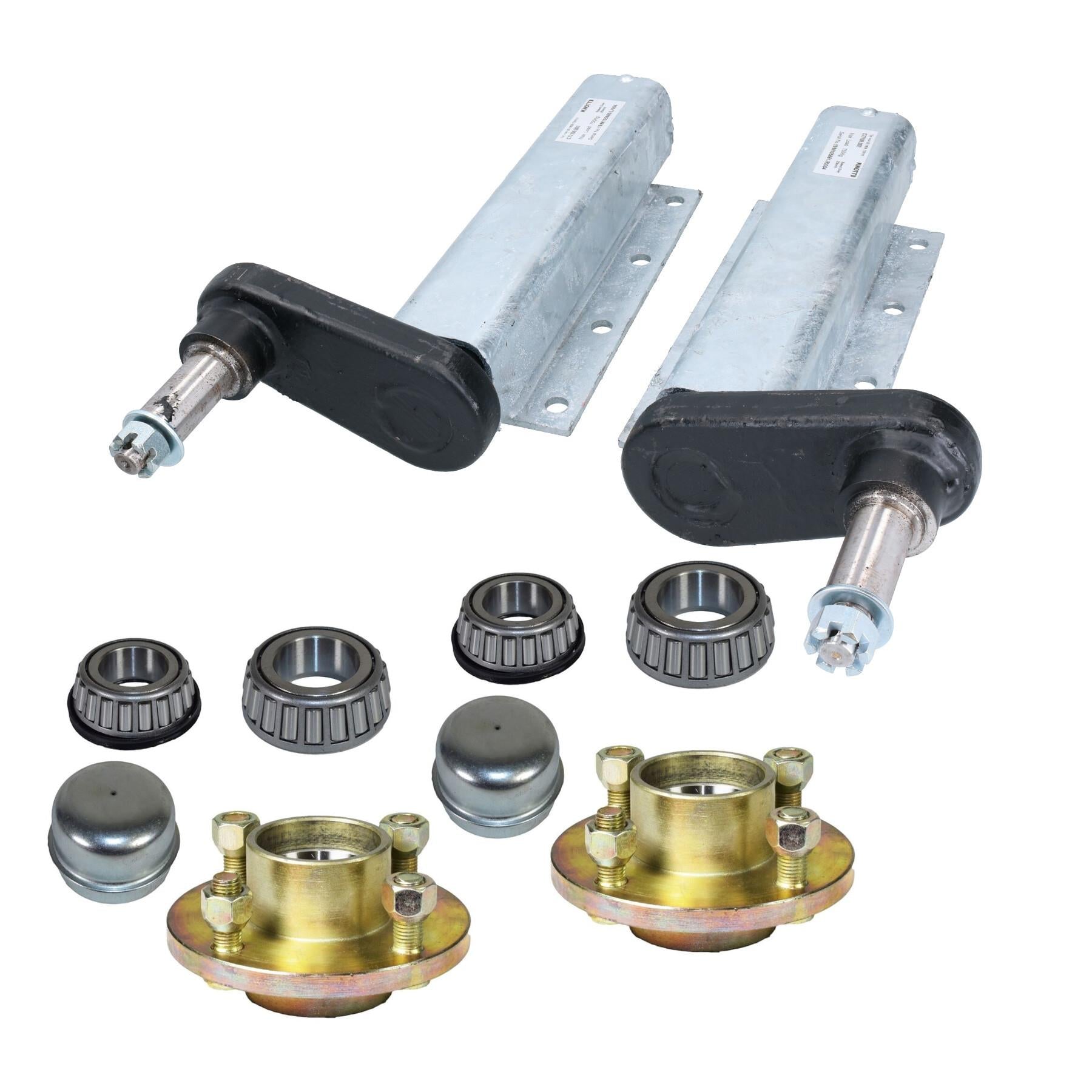 Unités de suspension de remorque galvanisées de 750 kg et roulements à billes à moyeux PCD de 100 mm (paire)