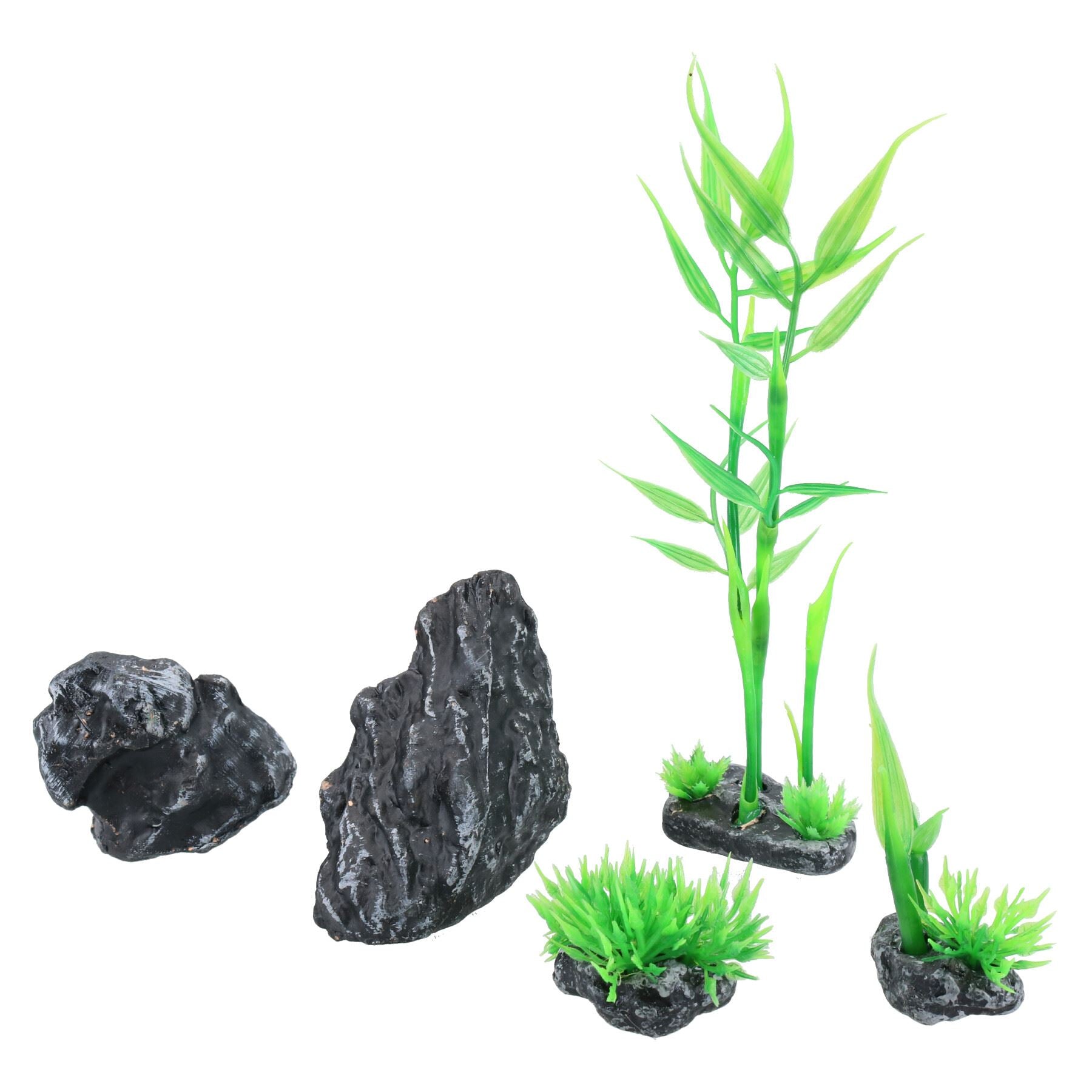 5pc Small Natural Look Aquatic Aquarium Fish Tank Deco Nano Scrape Bamboo